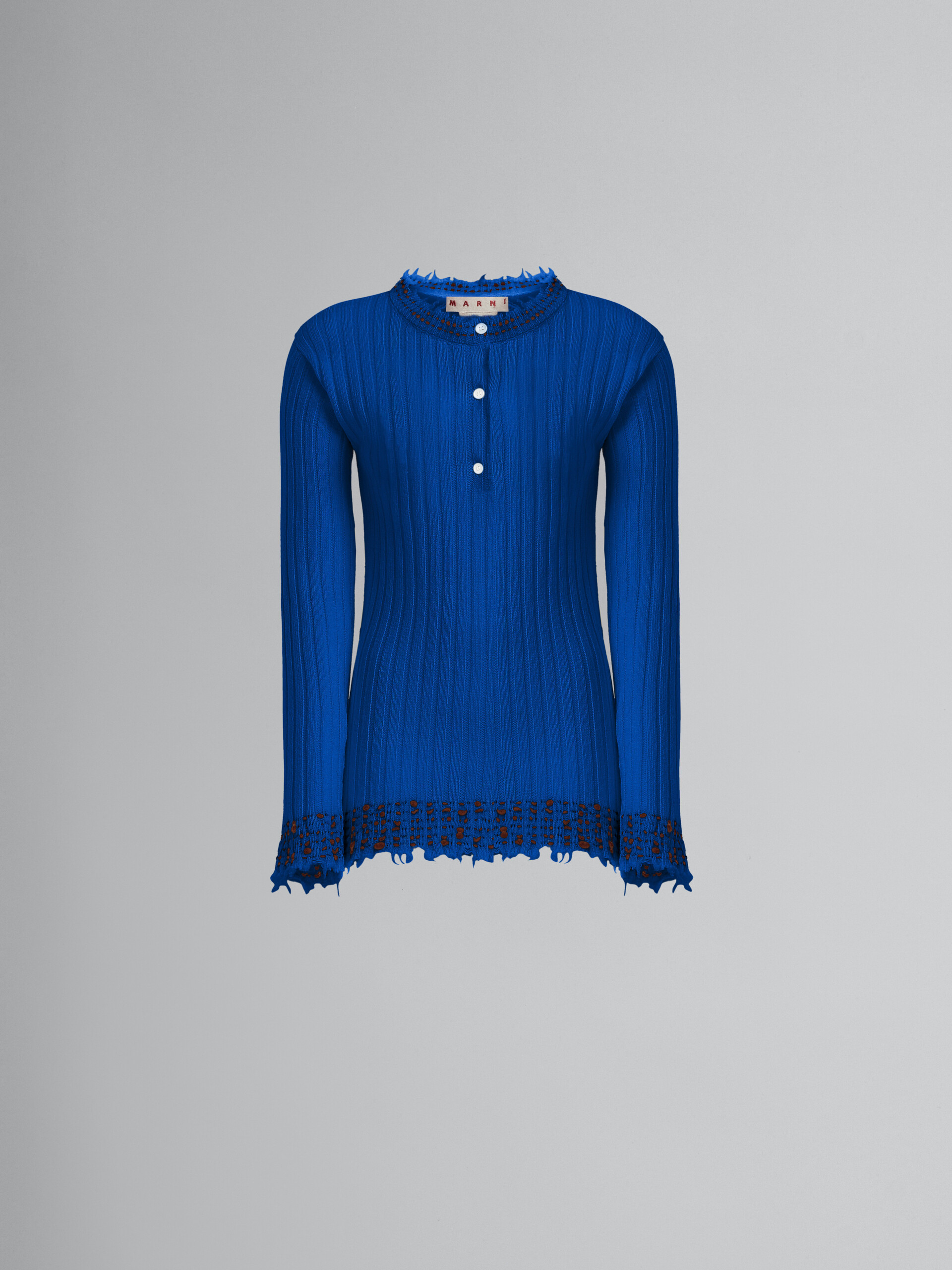 Blue knitted wool sweater - Pullovers - Image 1
