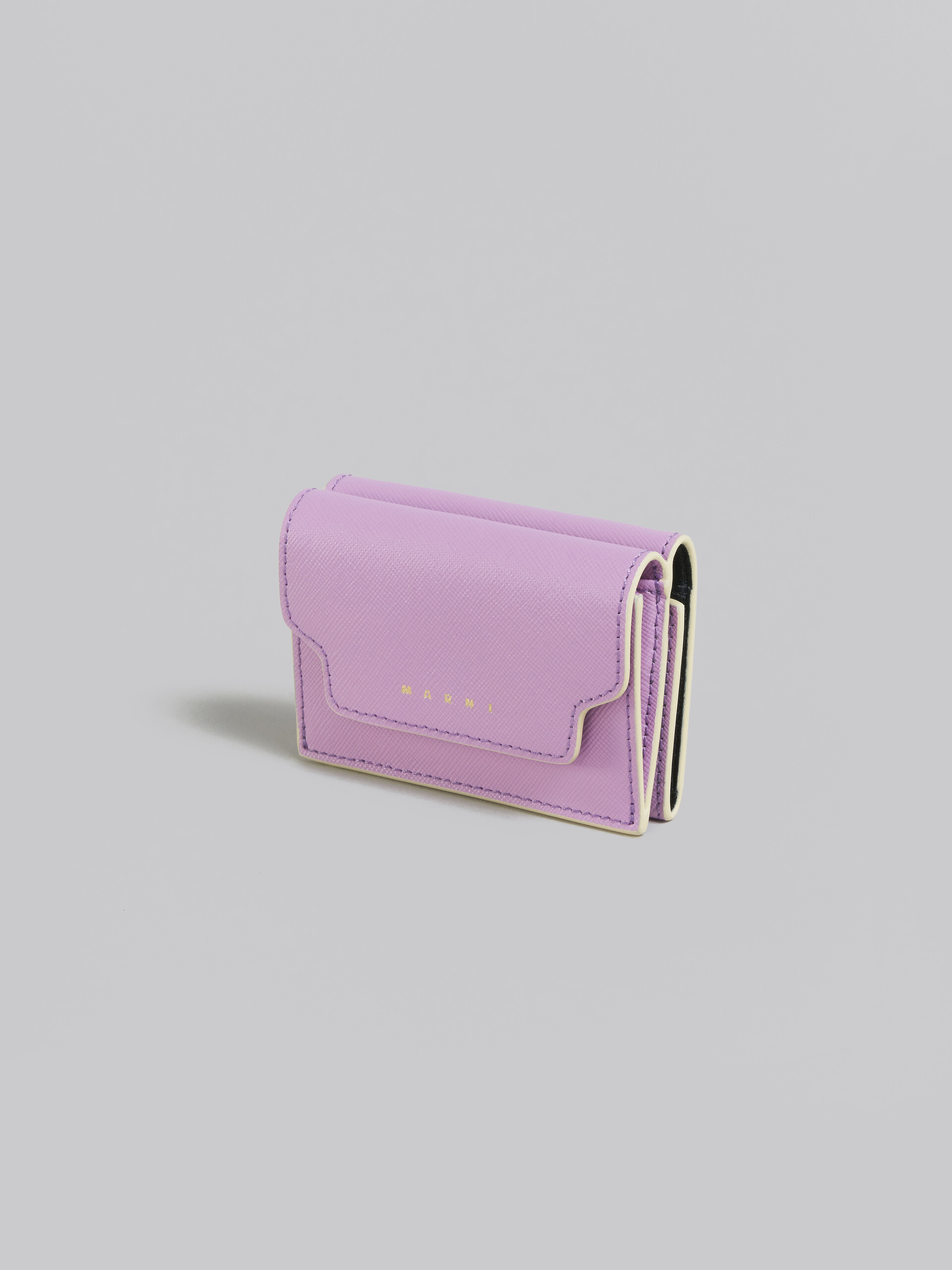 Lilac saffiano leather tri-fold wallet - Wallets - Image 4