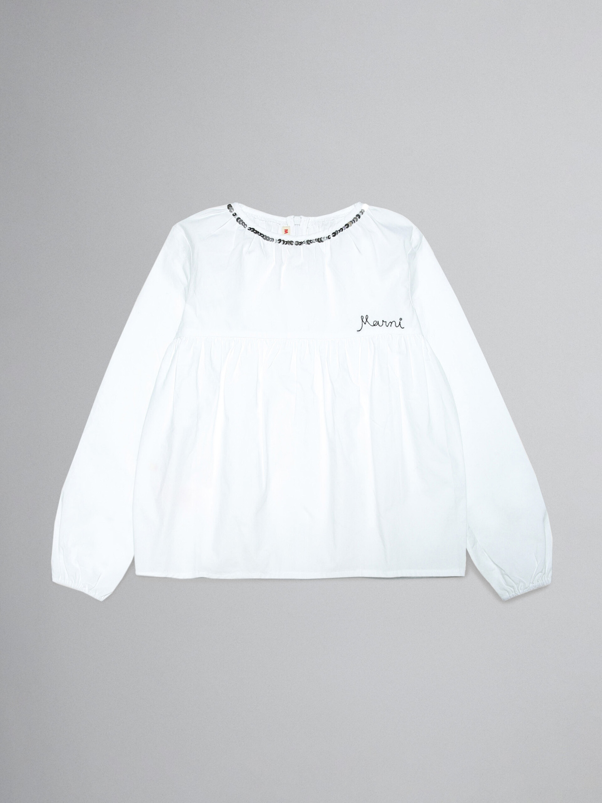 White long-sleeved top with embroidered lettering - Shirts - Image 1