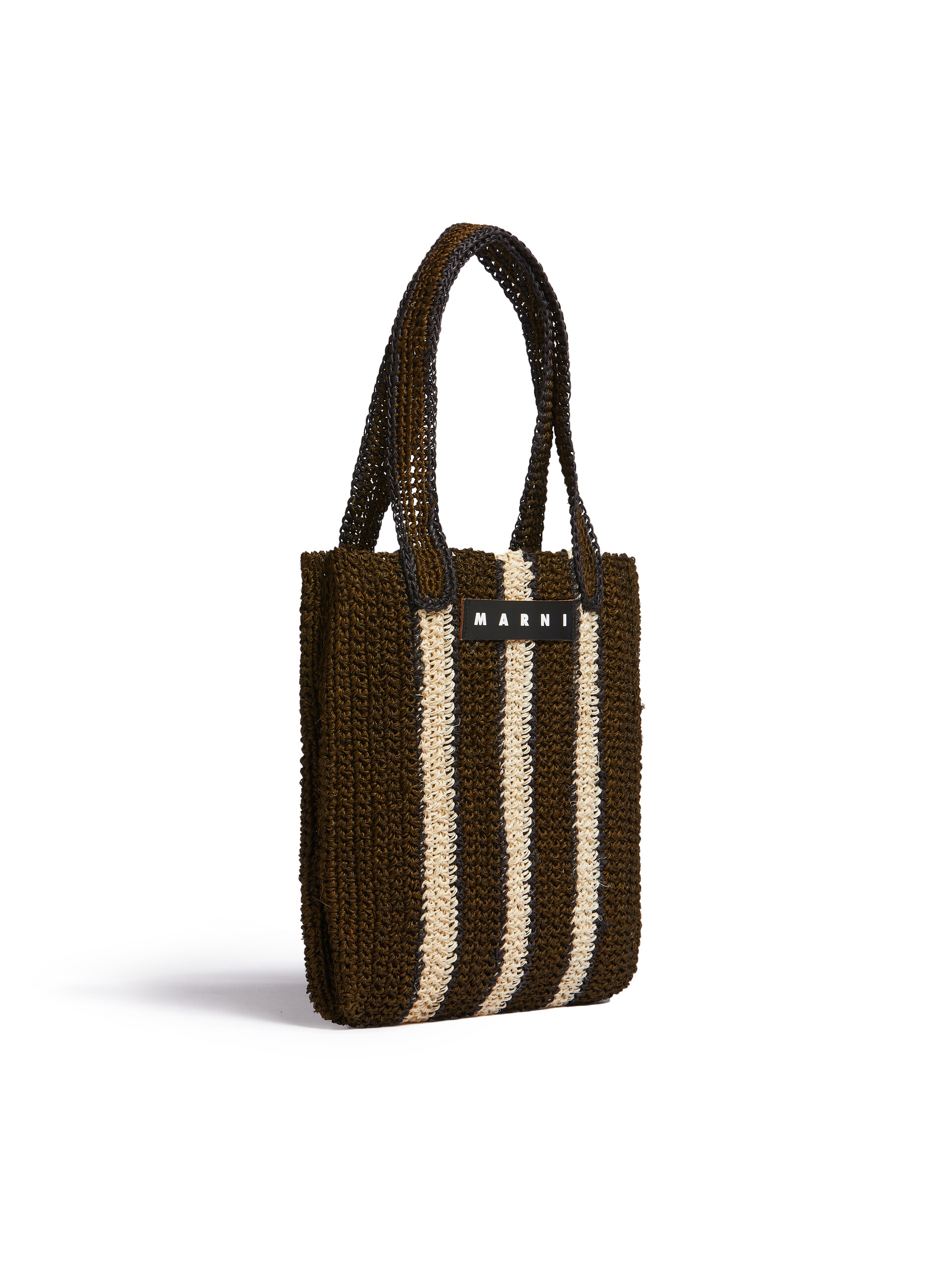 Green and beige striped MARNI MARKET FIQUE crochet bag | Marni