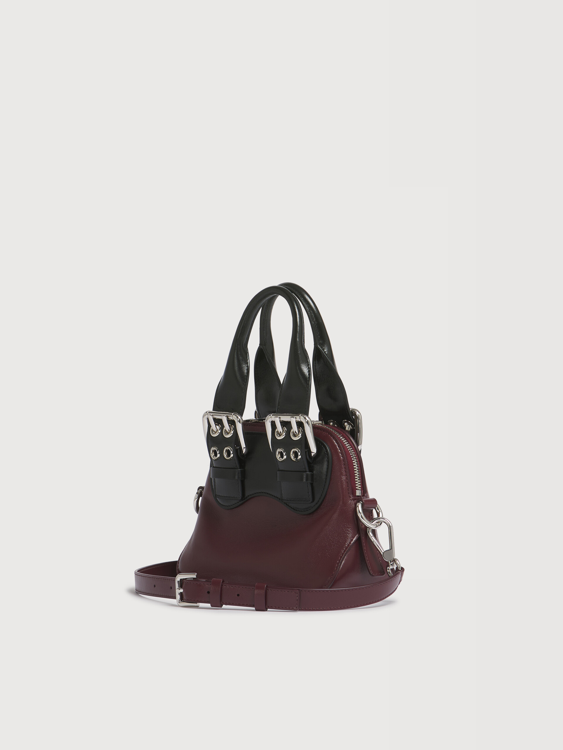 Burgundy and black leather mini Belte Bag - Handbags - Image 3