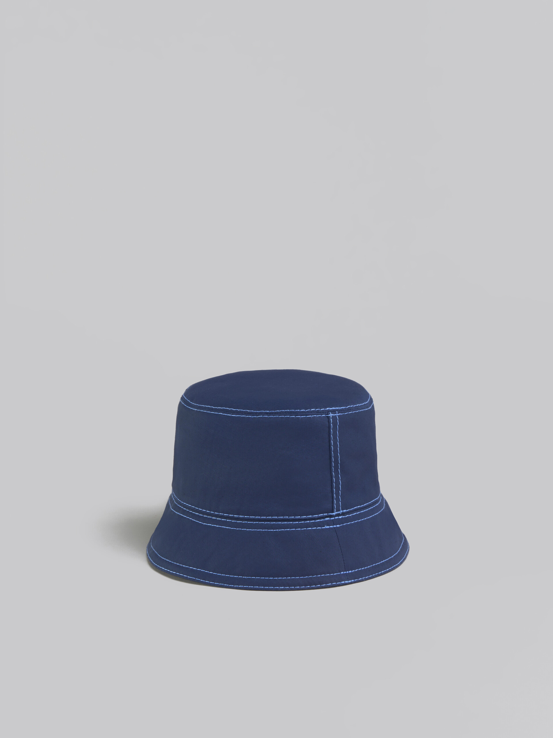 Blue linen and cotton bucket hat with Marni embroidery | Marni