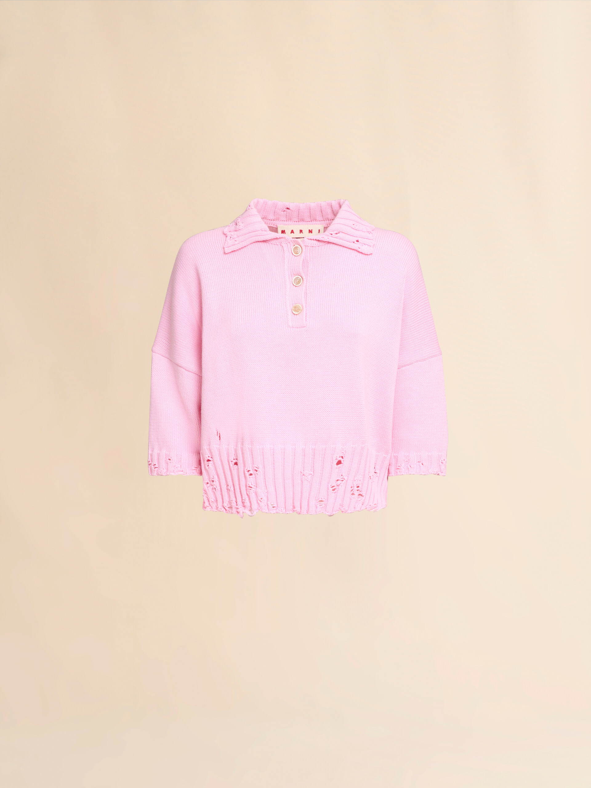 Pink cotton polo shirt with Marni Symbol - Shirts - Image 1