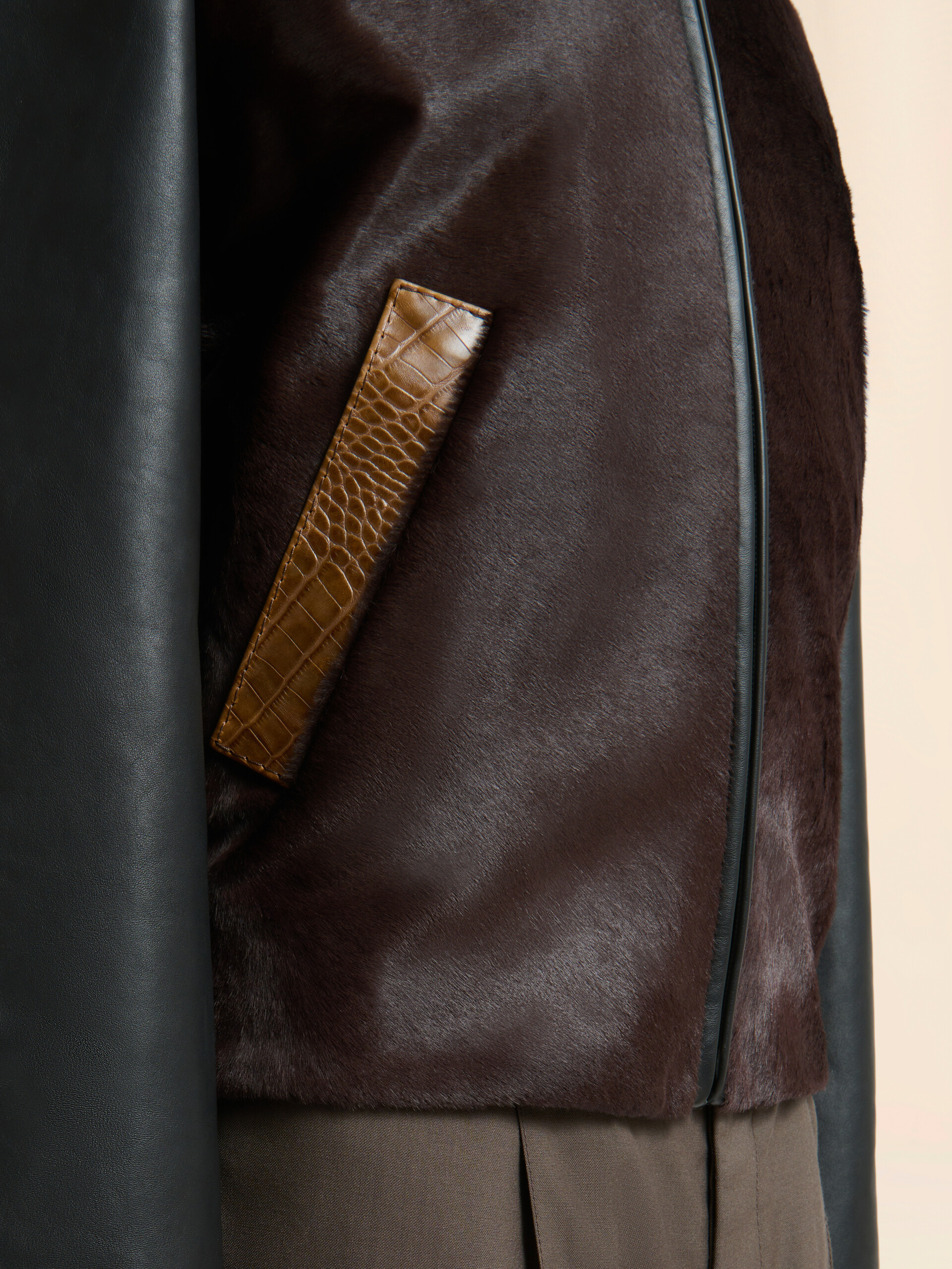 Black leather and pony hair jacket - Jackets - Image 5