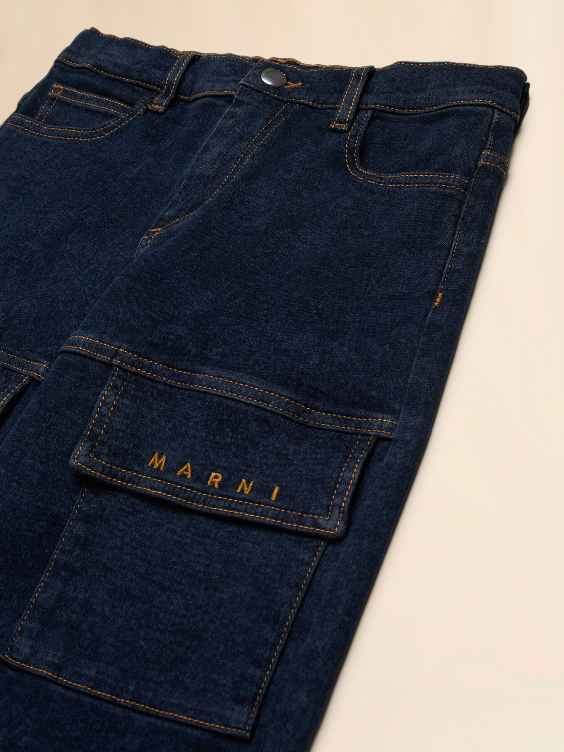 Denim cargo pants with embroidered Marni logo - Pants - Image 3