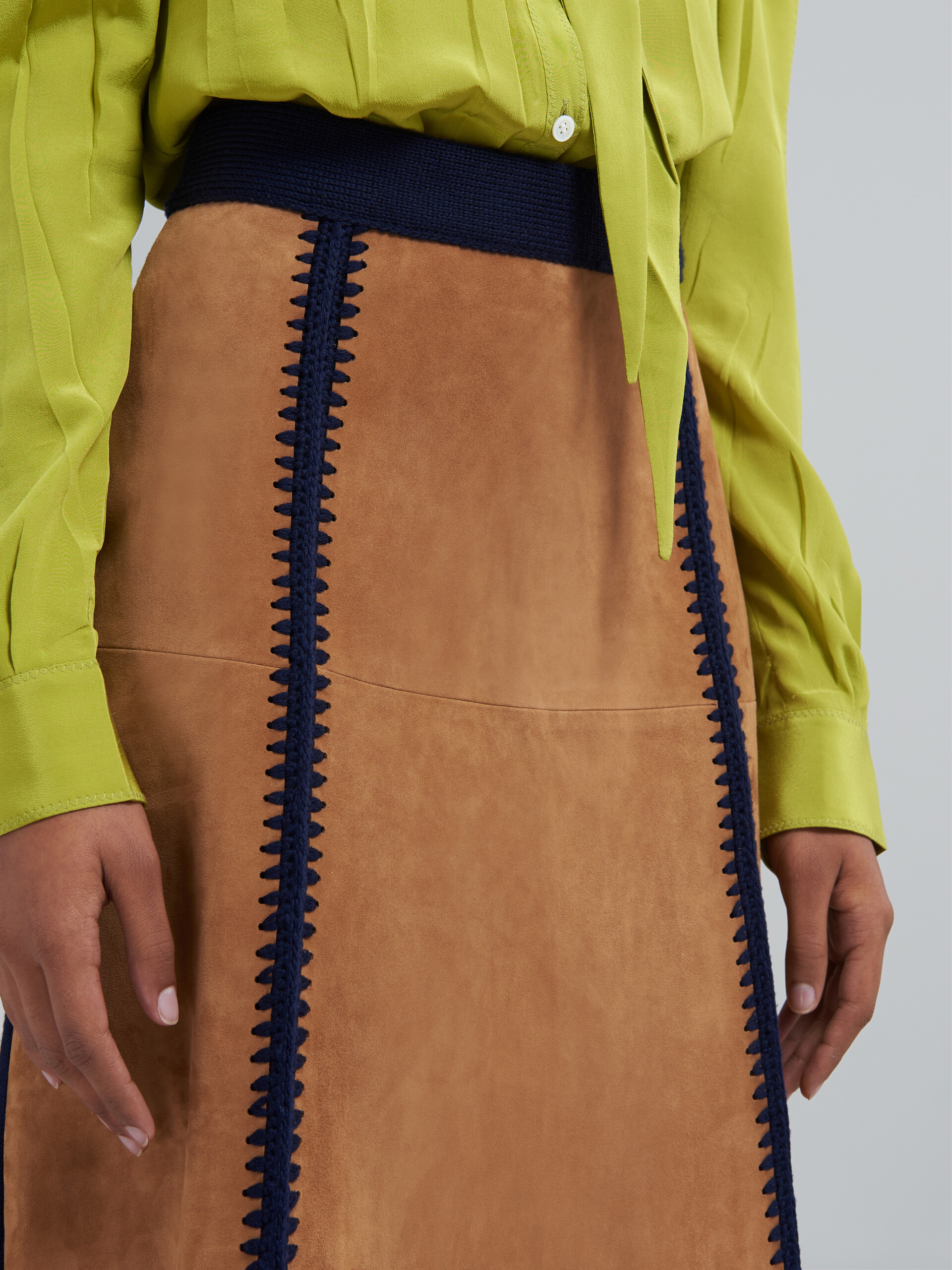 Strickrock aus naturfarbenem Nappaleder - Röcke - Image 4