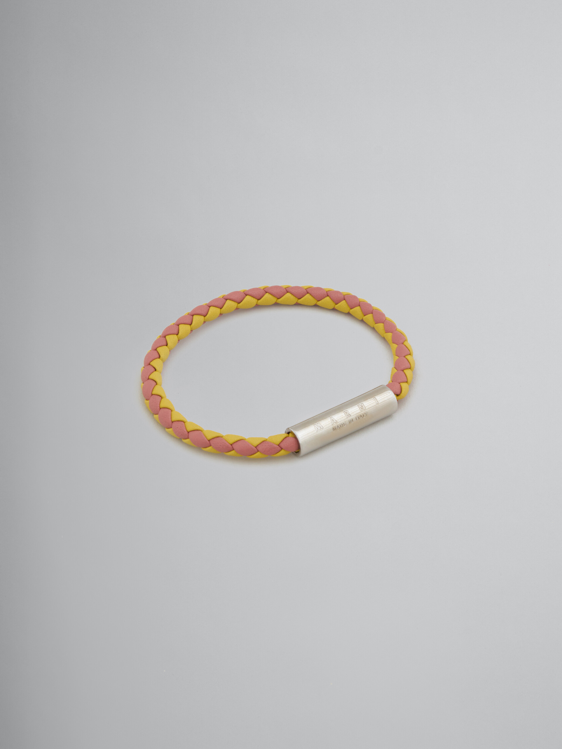 Yellow and pink woven leather bracelet - Bracelets - Image 1