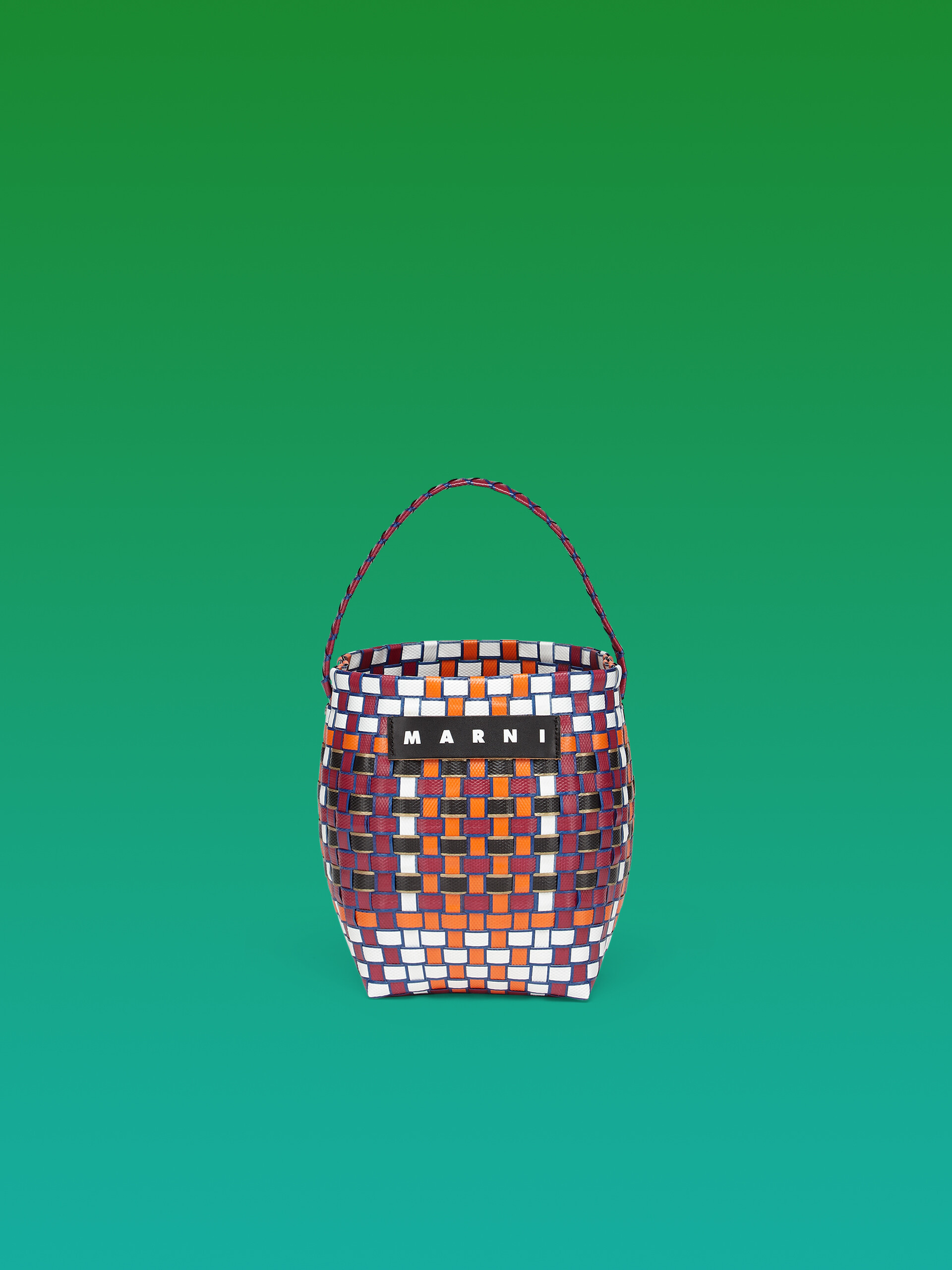 MARNI MARKET POD BASKET bag in orange woven material - Shopping Bags - Image 1