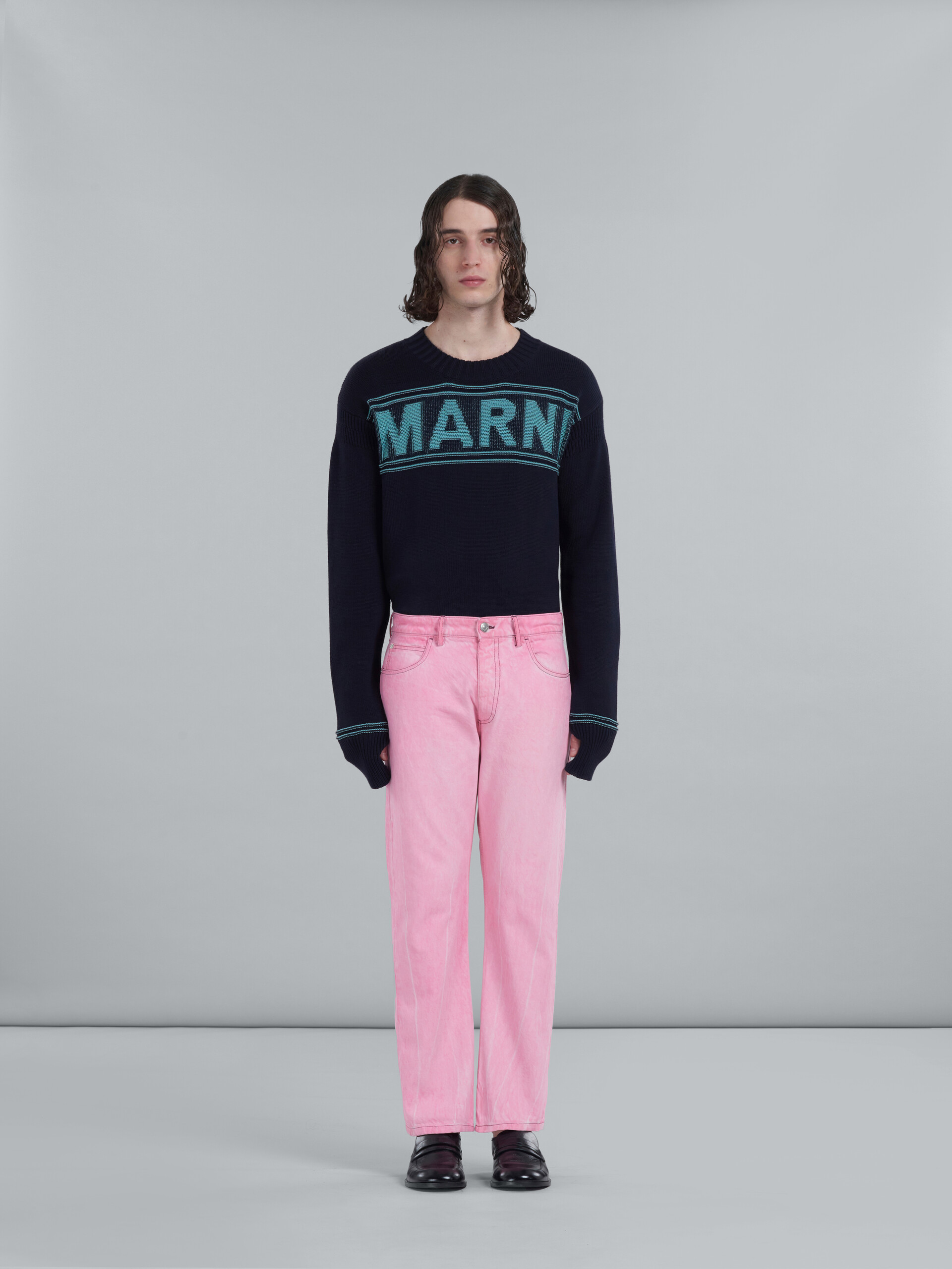 Straight trousers in pink cotton drill - Pants - Image 2