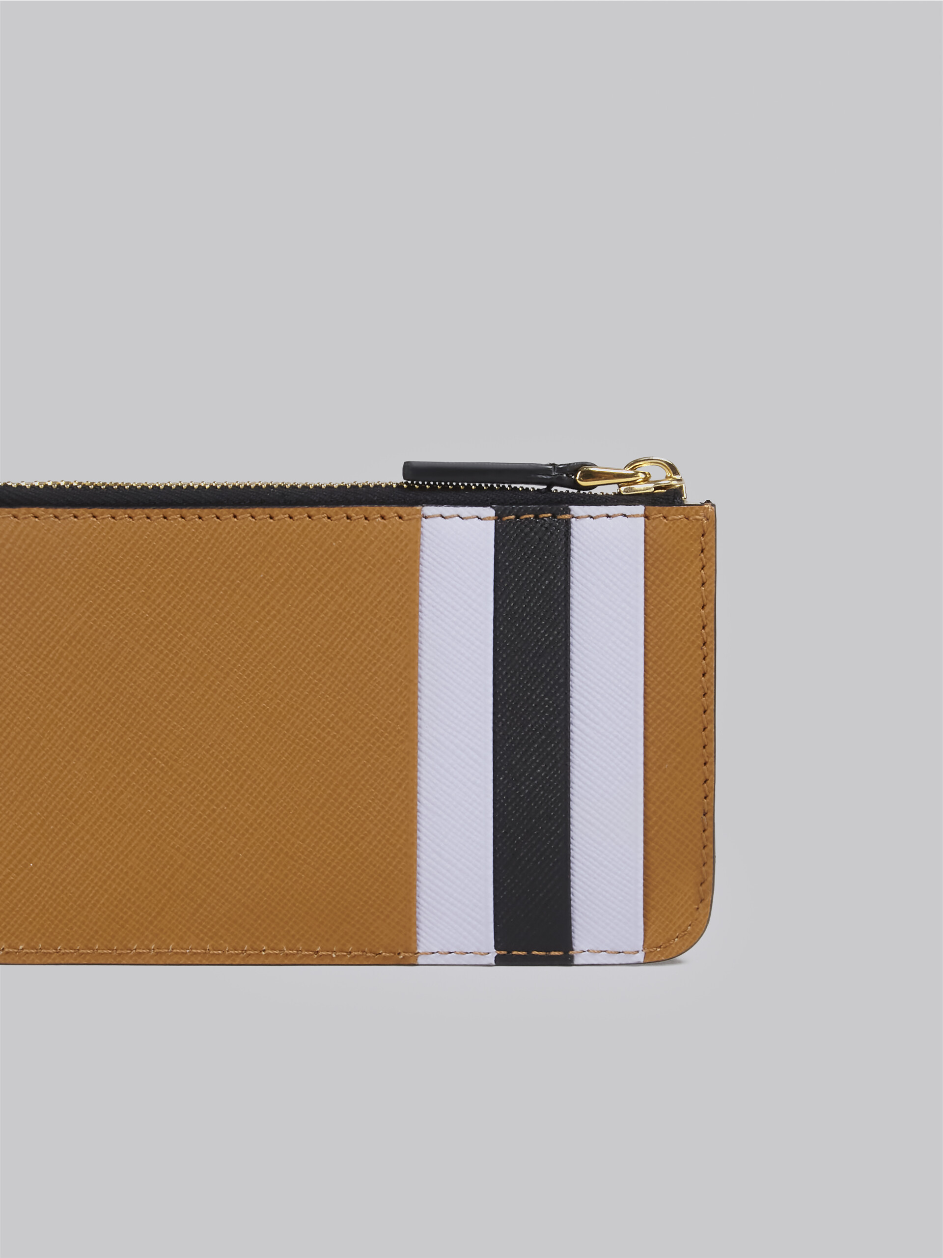 Brown lilac and black saffiano leather card case Brown lilac and black saffiano leather card case