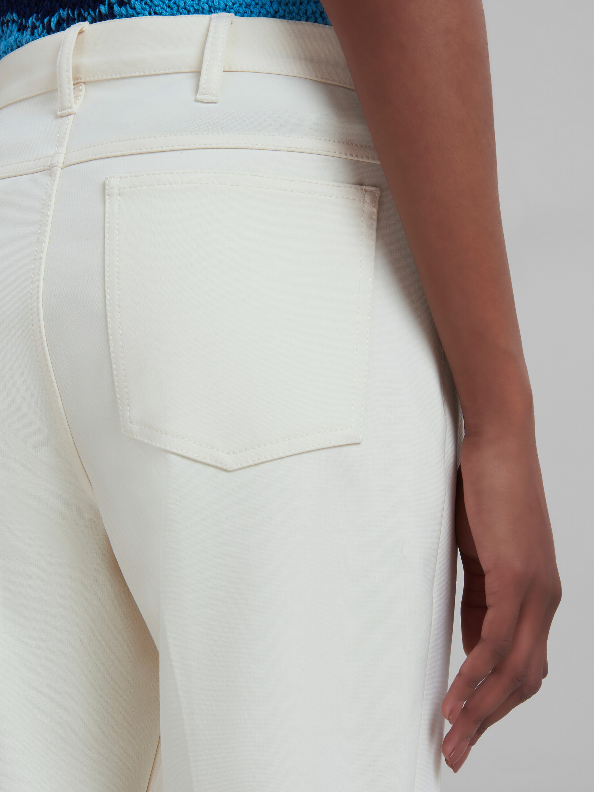White flared jersey trousers - Pants - Image 4
