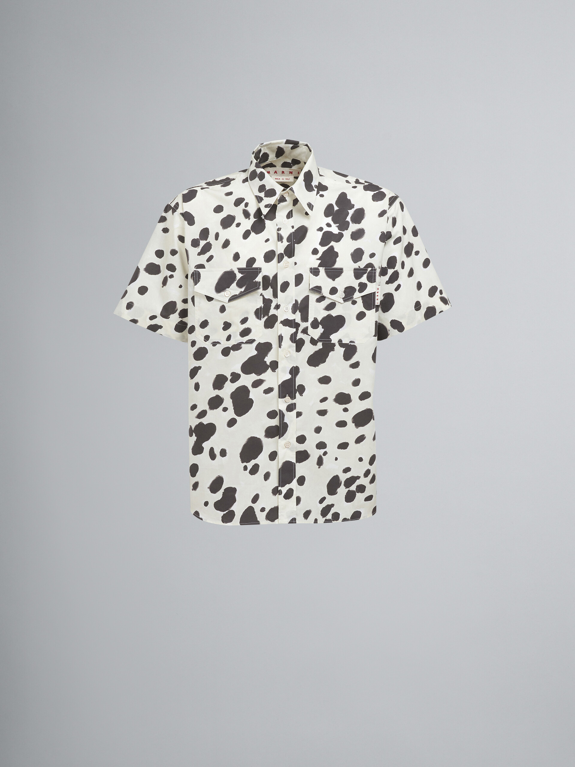 White Pop Dots print poplin shirt - Shirts - Image 1
