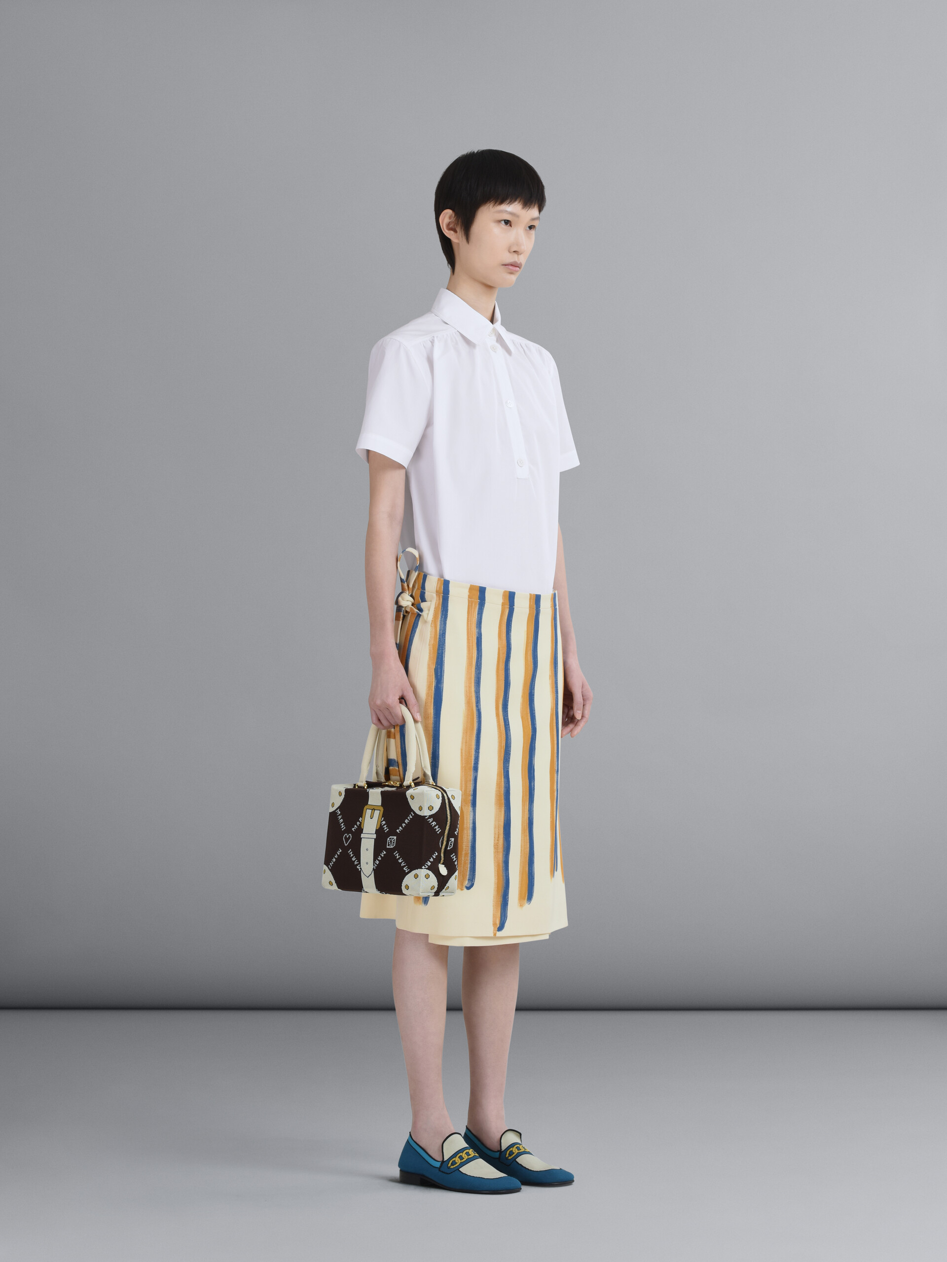 Watercolour Stripe grain de poudre wrap skirt - Skirts - Image 5