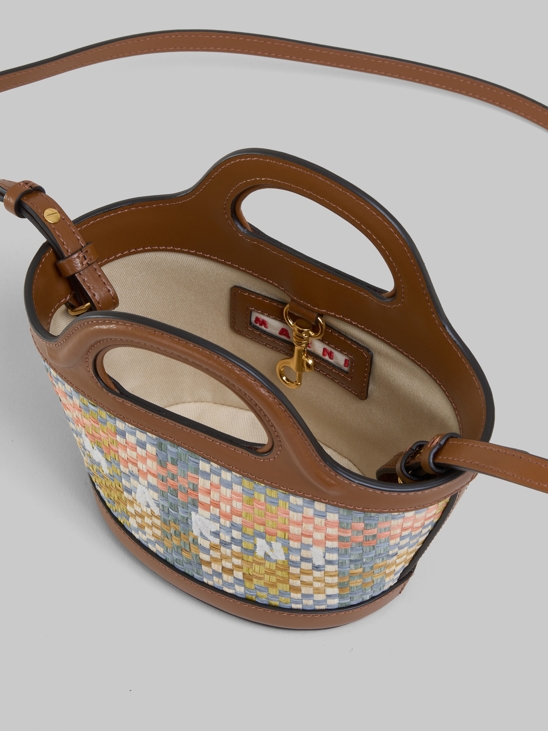 Brown leather and raffia-effect fabric Tropicalia Micro Bag - Handbags - Image 4