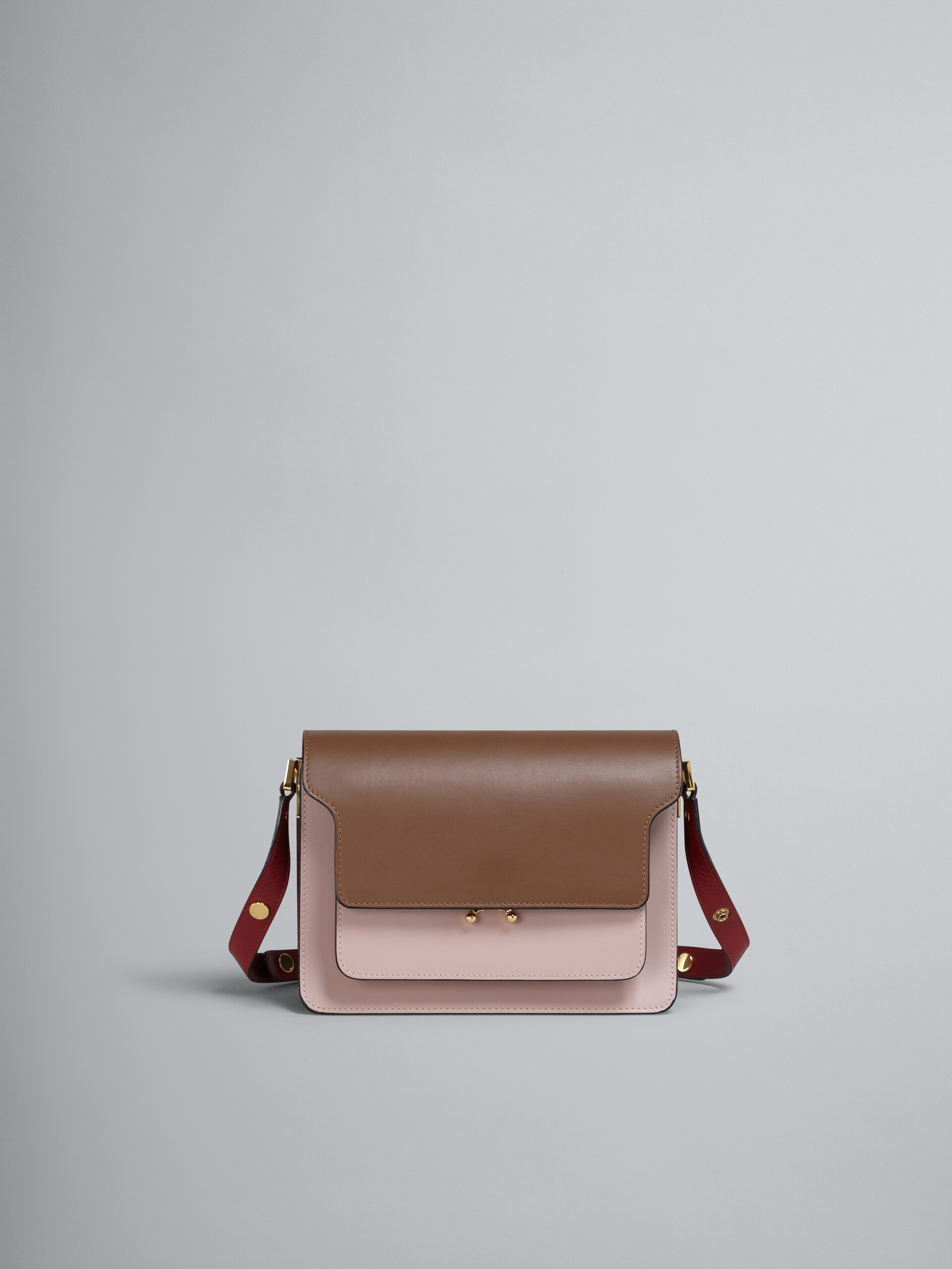 TRUNK medium bag in brown pink and red leather - Shoulder Bags - Image 1