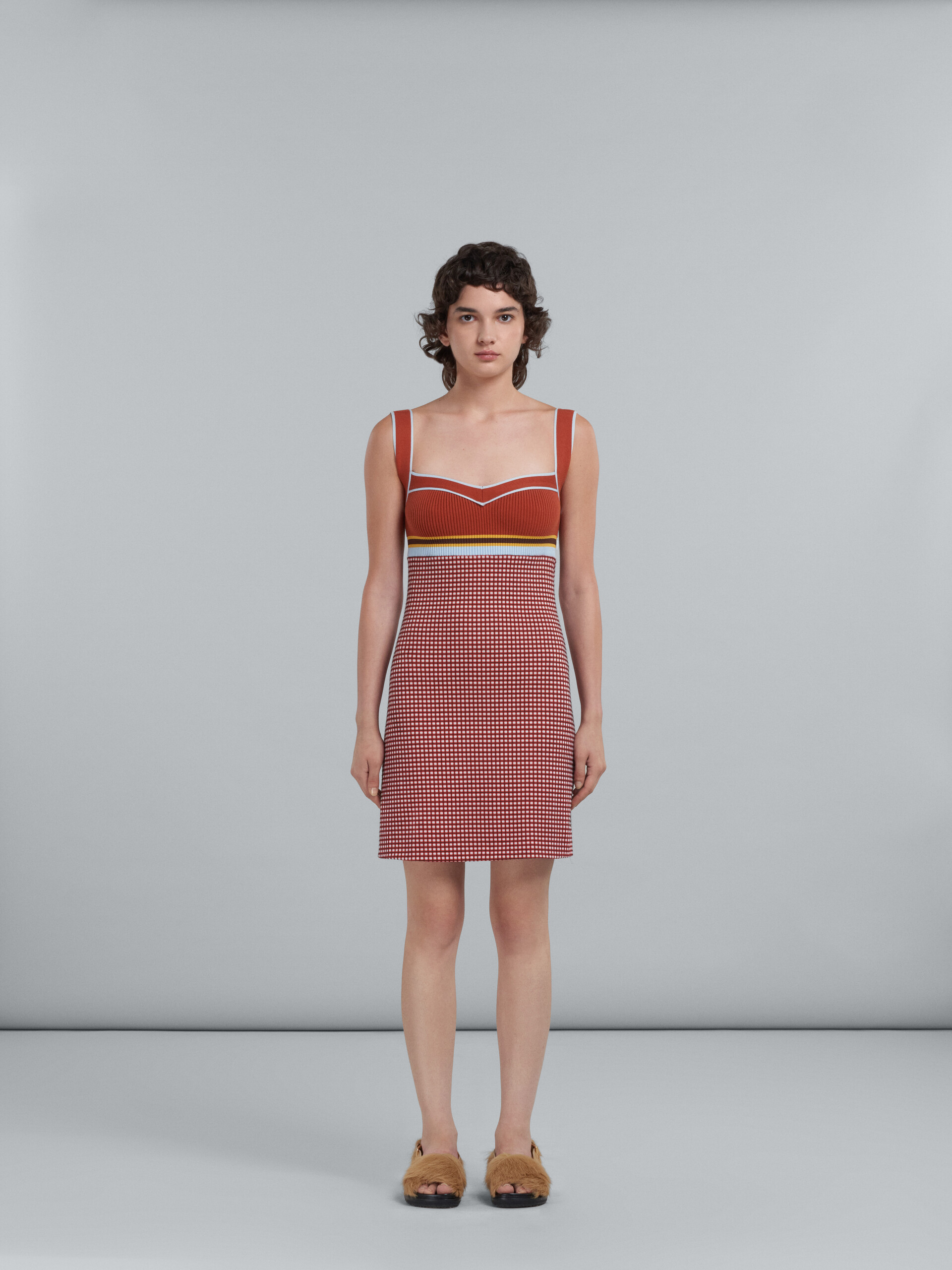 オレンジ ジャカードファブリック製シースドレス - ドレス - Image 2