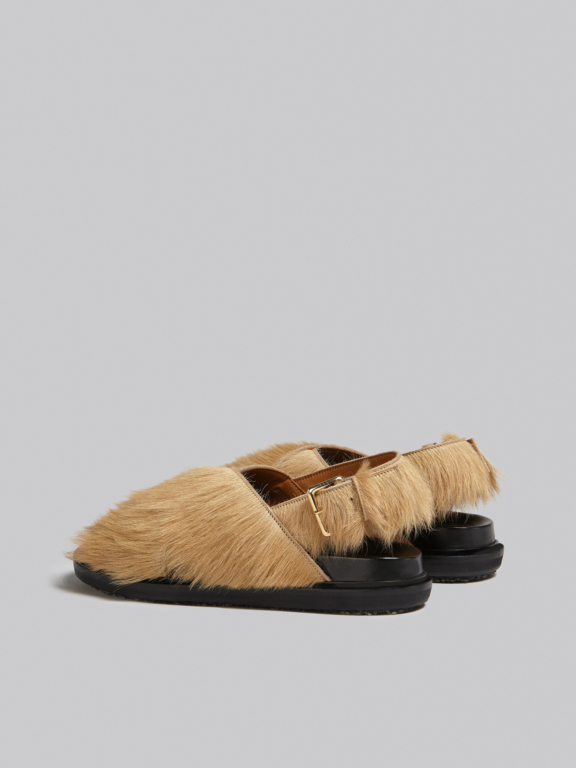 Beige long-hair calfskin Fussbett - Sandals - Image 3