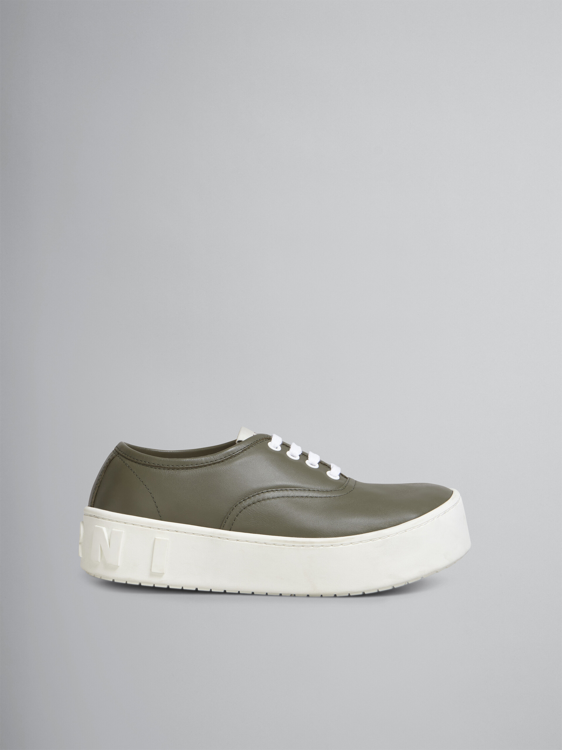 Green smooth calfskin sneaker with raised maxi Marni logo - Sneakers - Image 1