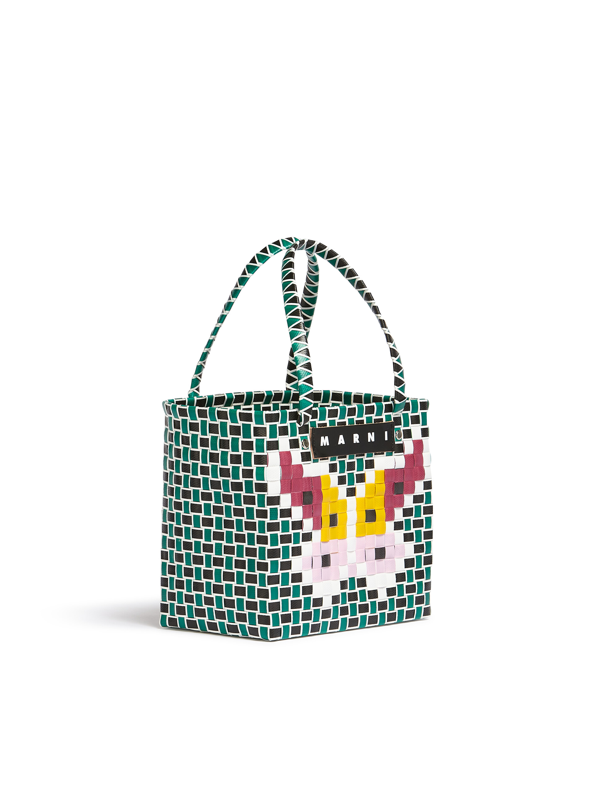MARNI MARKET FLOWER MINI BASKET bag in green butterfly motif - Bags - Image 2