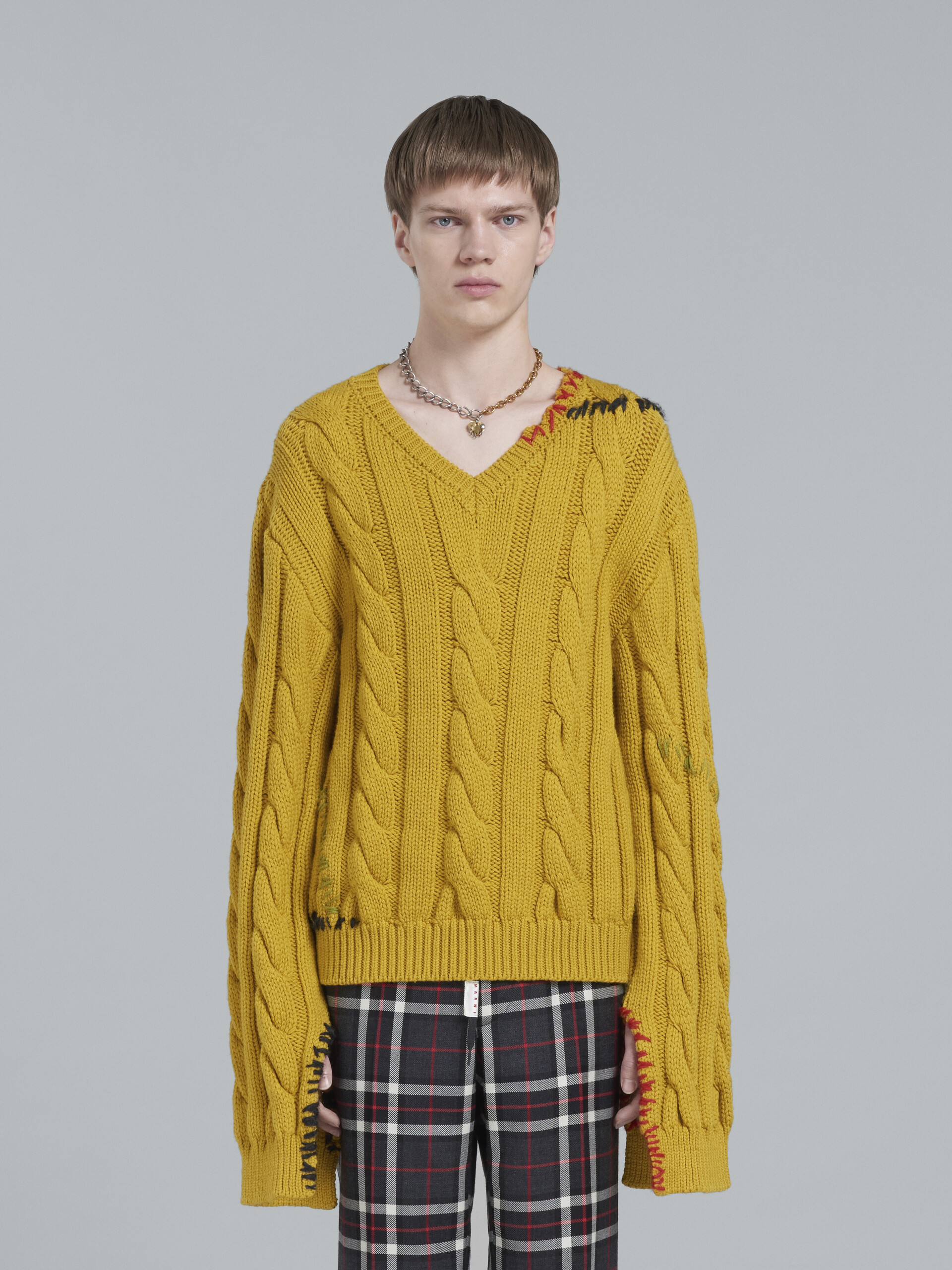 Cedar yellow cable-knit sweater - Pullovers - Image 2