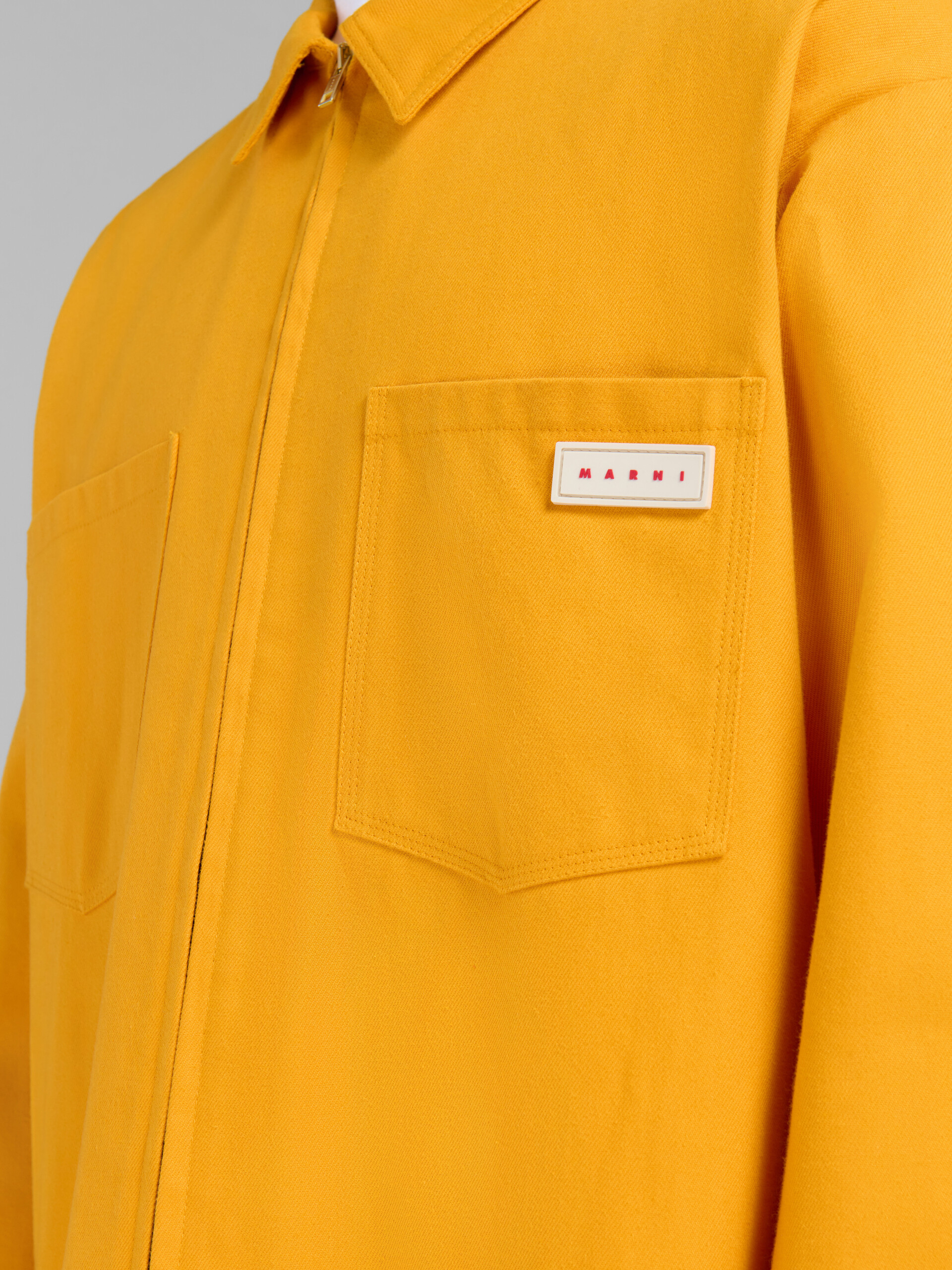 Orange gabardine zip-up overshirt - Shirts - Image 5