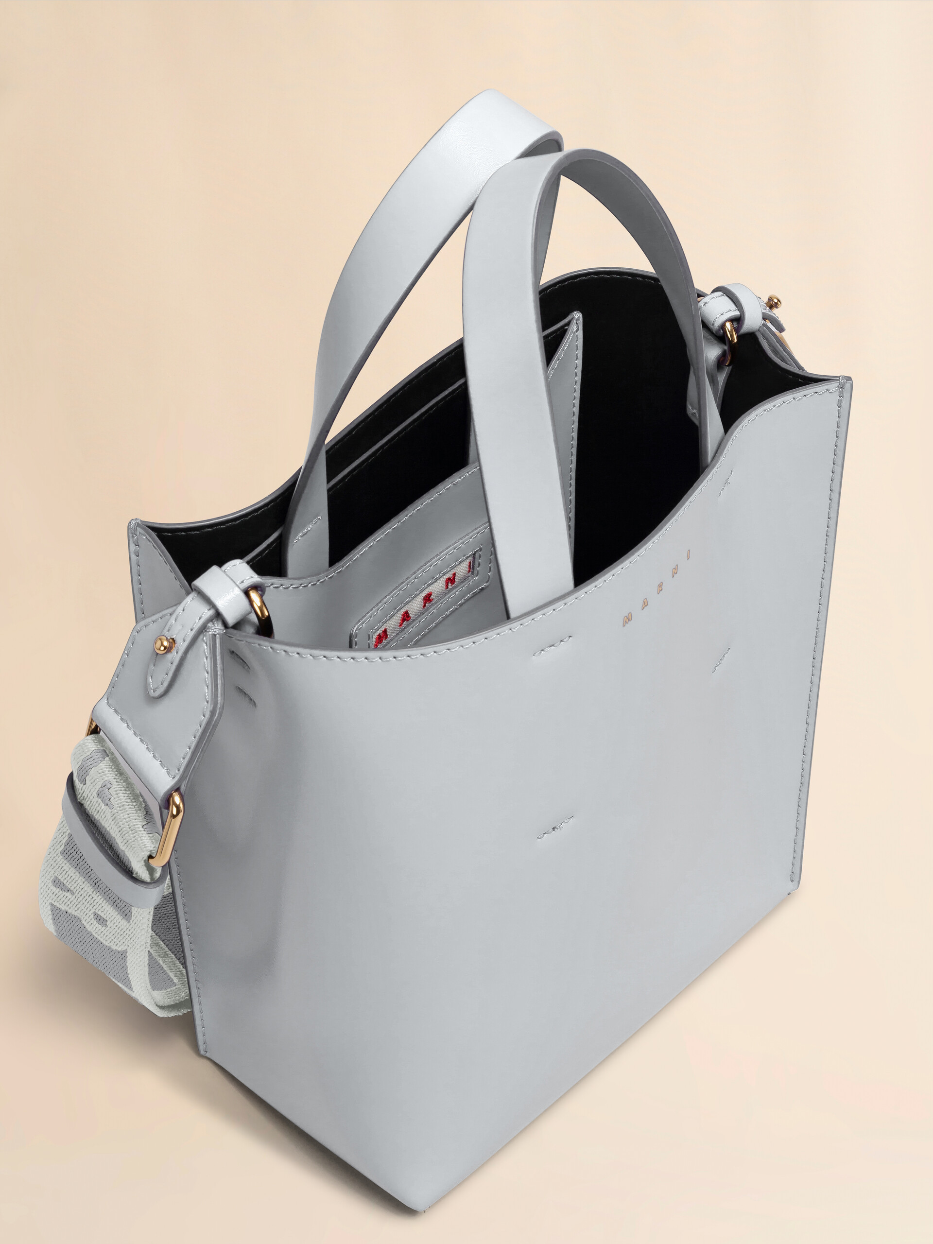 Museo Mini Bag in light blue leather - Shopping Bags - Image 3