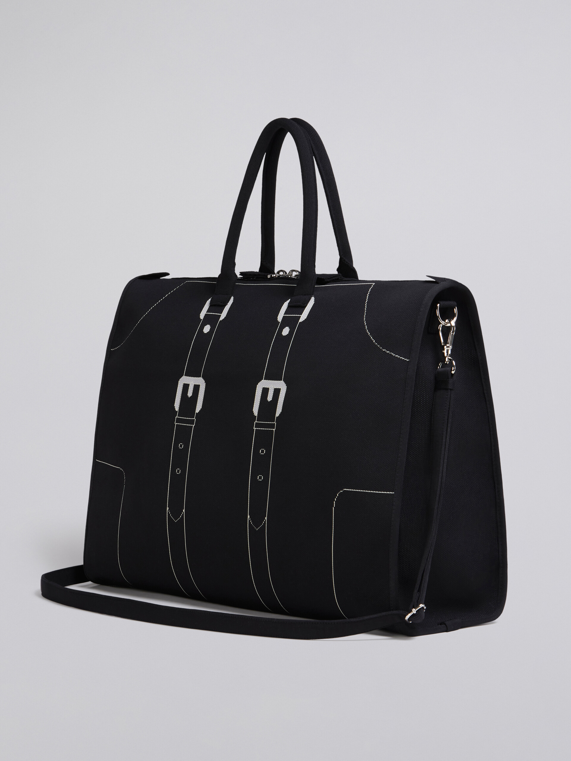 Black trompe-l'œil jacquard travel bag - Travelling Bag - Image 3