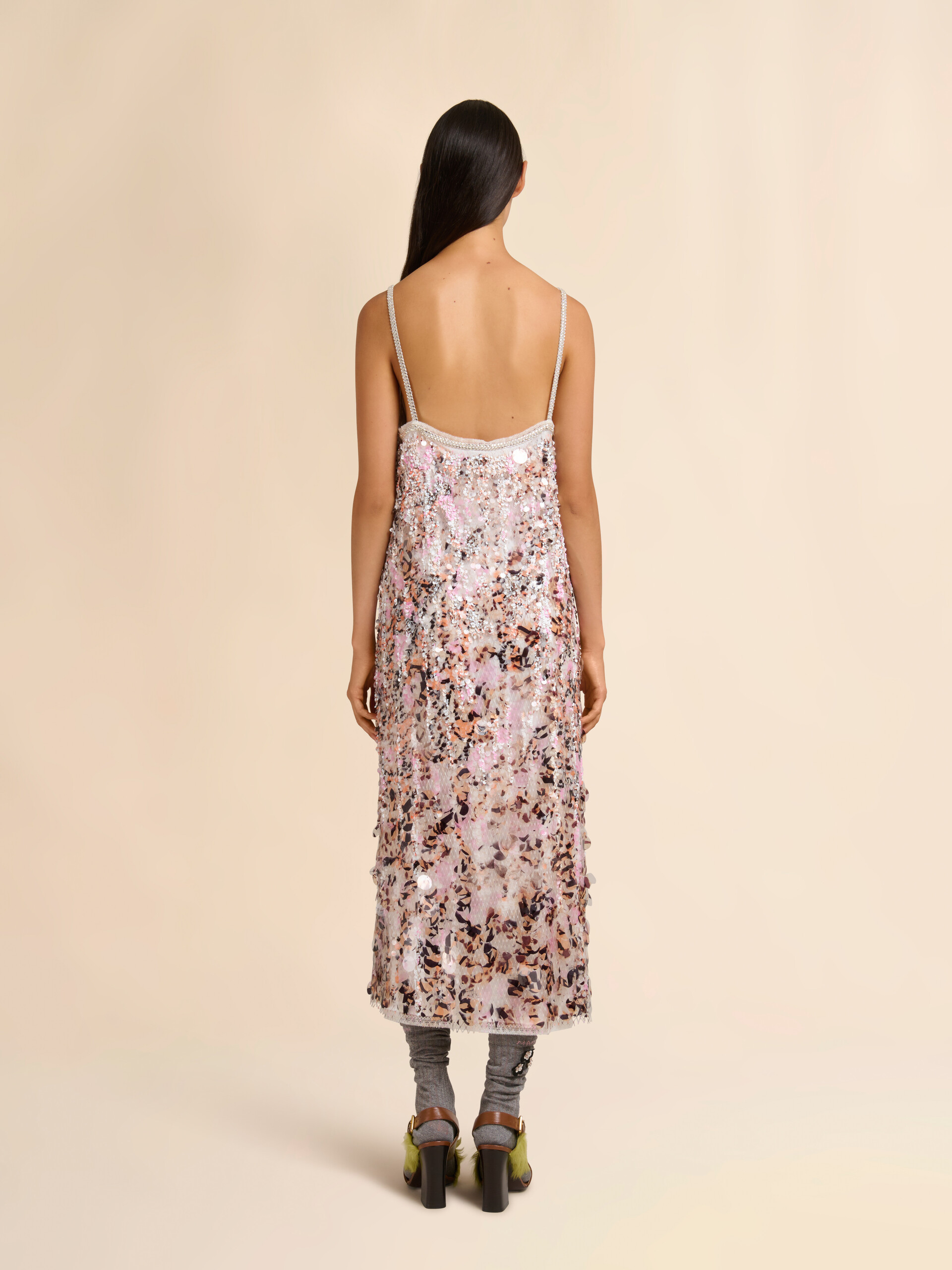 Pink mesh midi dress with mixed sequins - Dresses - Image 3