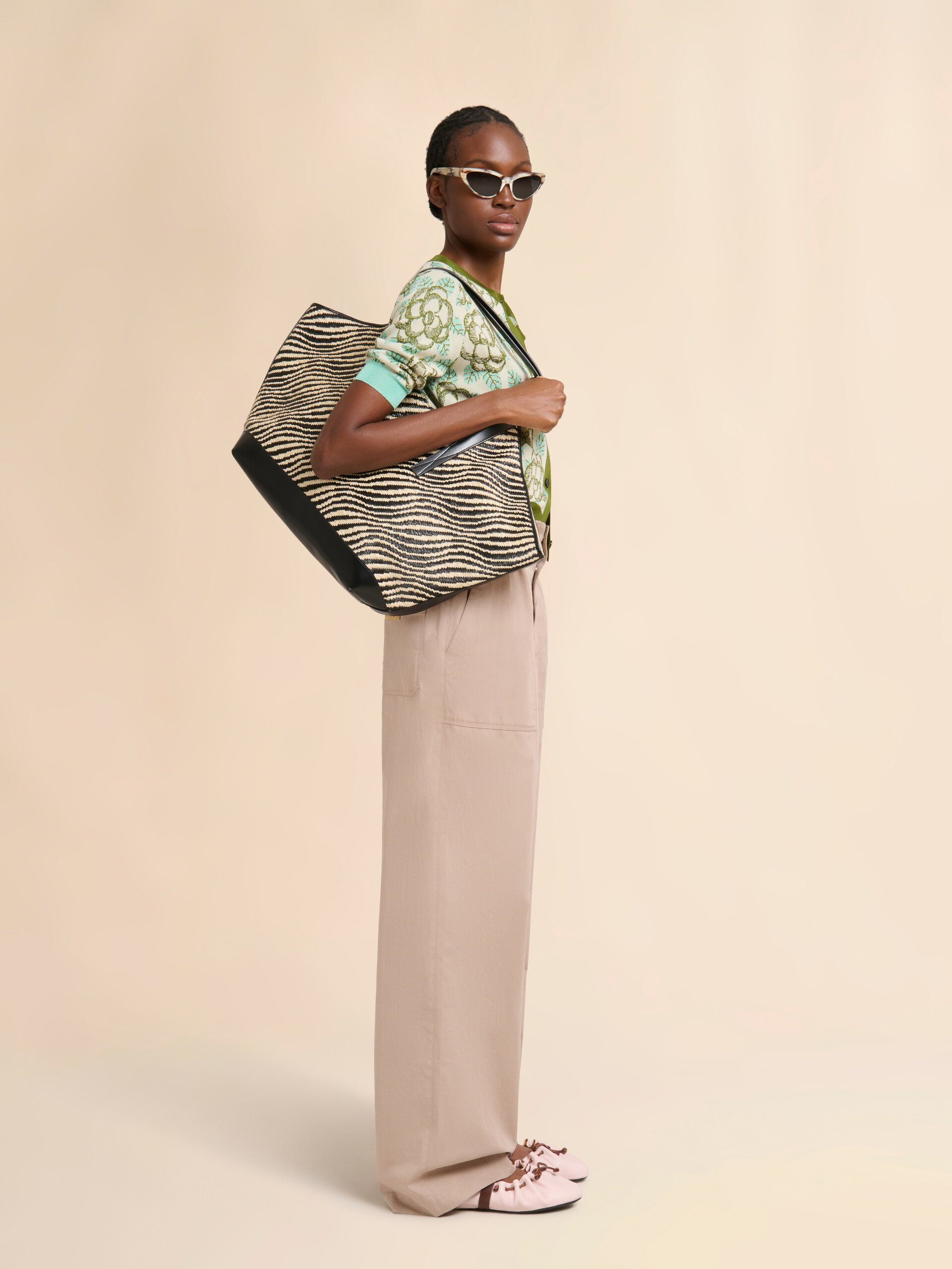 Banjo 패턴 디테일 그린 코튼 비스코스 카디건 - 풀오버 - Image 5