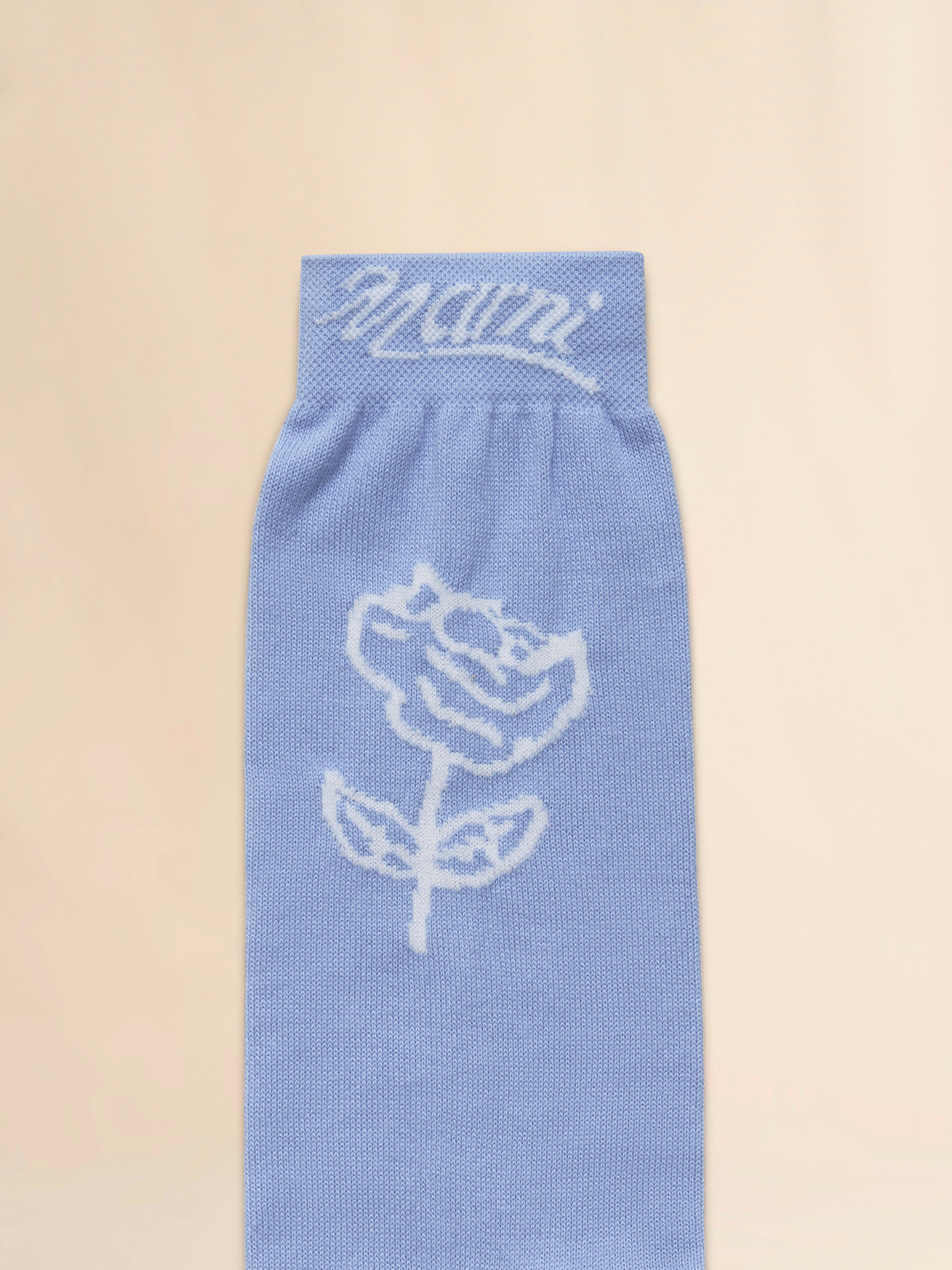 Light blue cotton socks with rose detail - Socks - Image 3