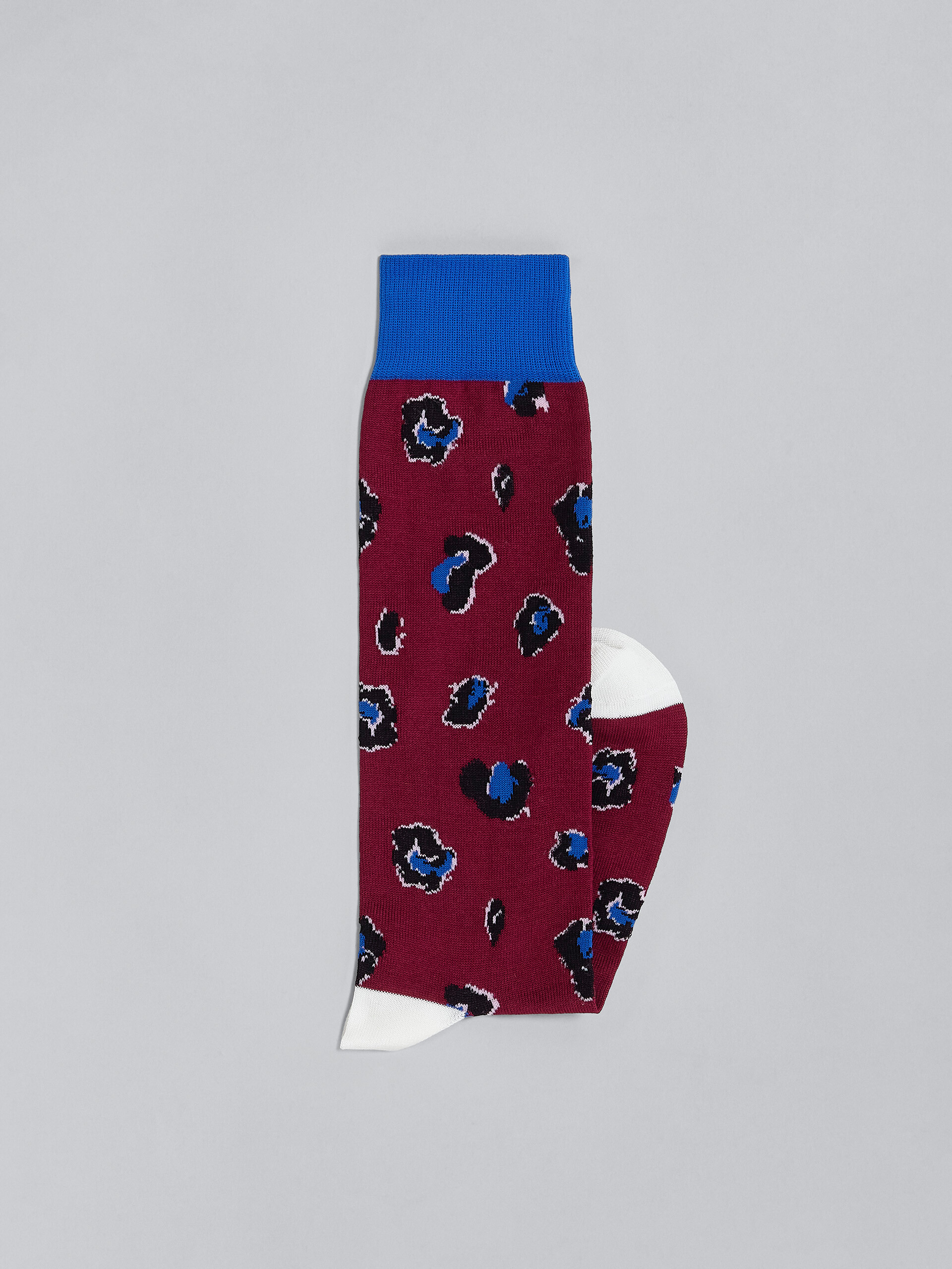 Burgundy Feline Twist cotton and nylon socks - Socks - Image 2