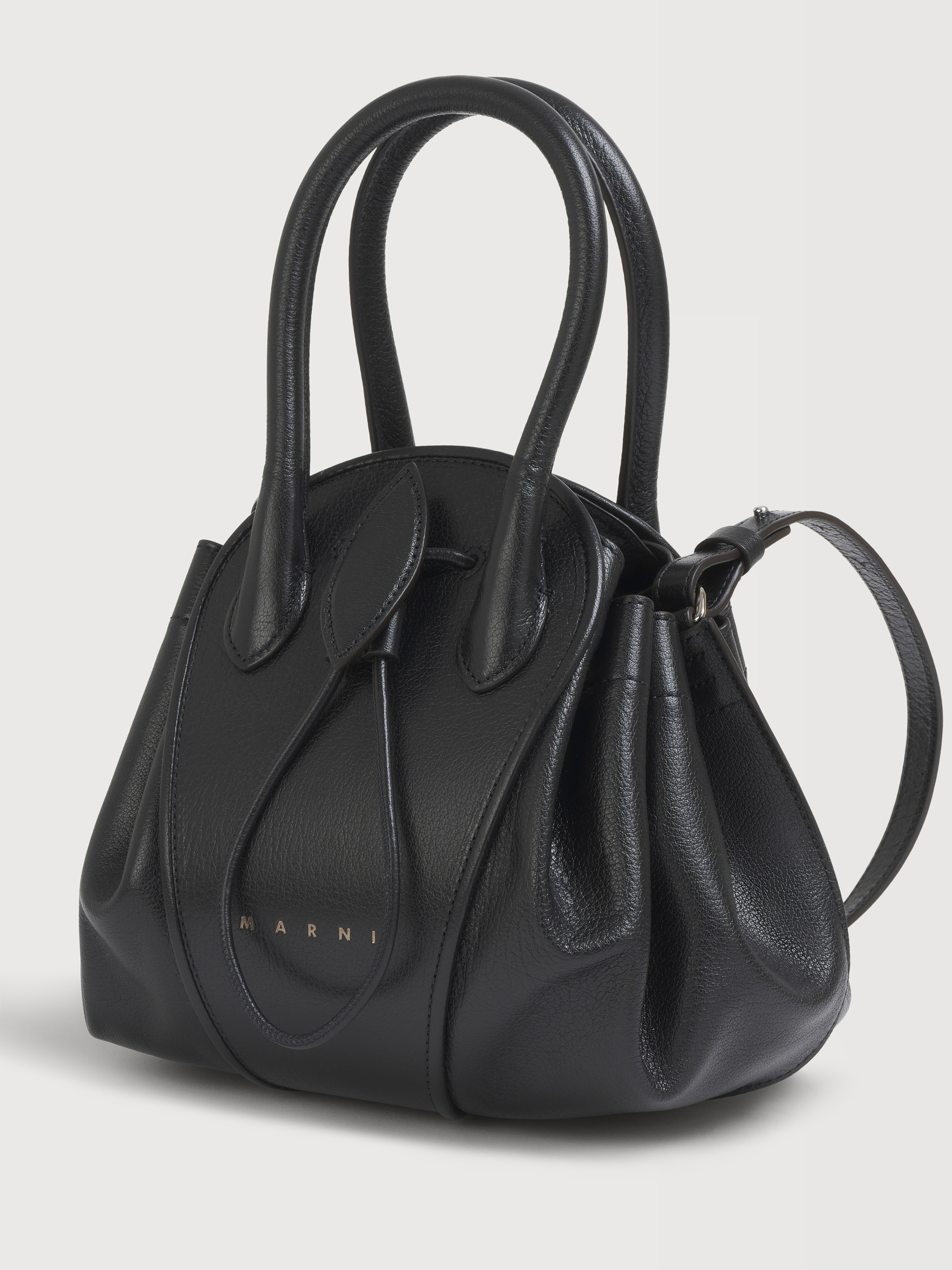 Borsa Tulipea piccola in pelle nera - Borse a spalla - Image 4
