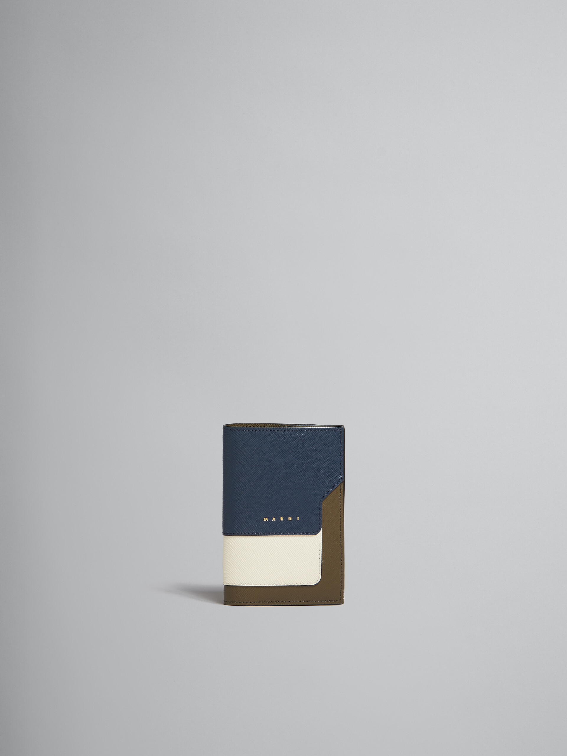 オレンジ クリーム ディープブルー サフィアーノレザー製 パスポート ホルダー - 財布 - Image 1