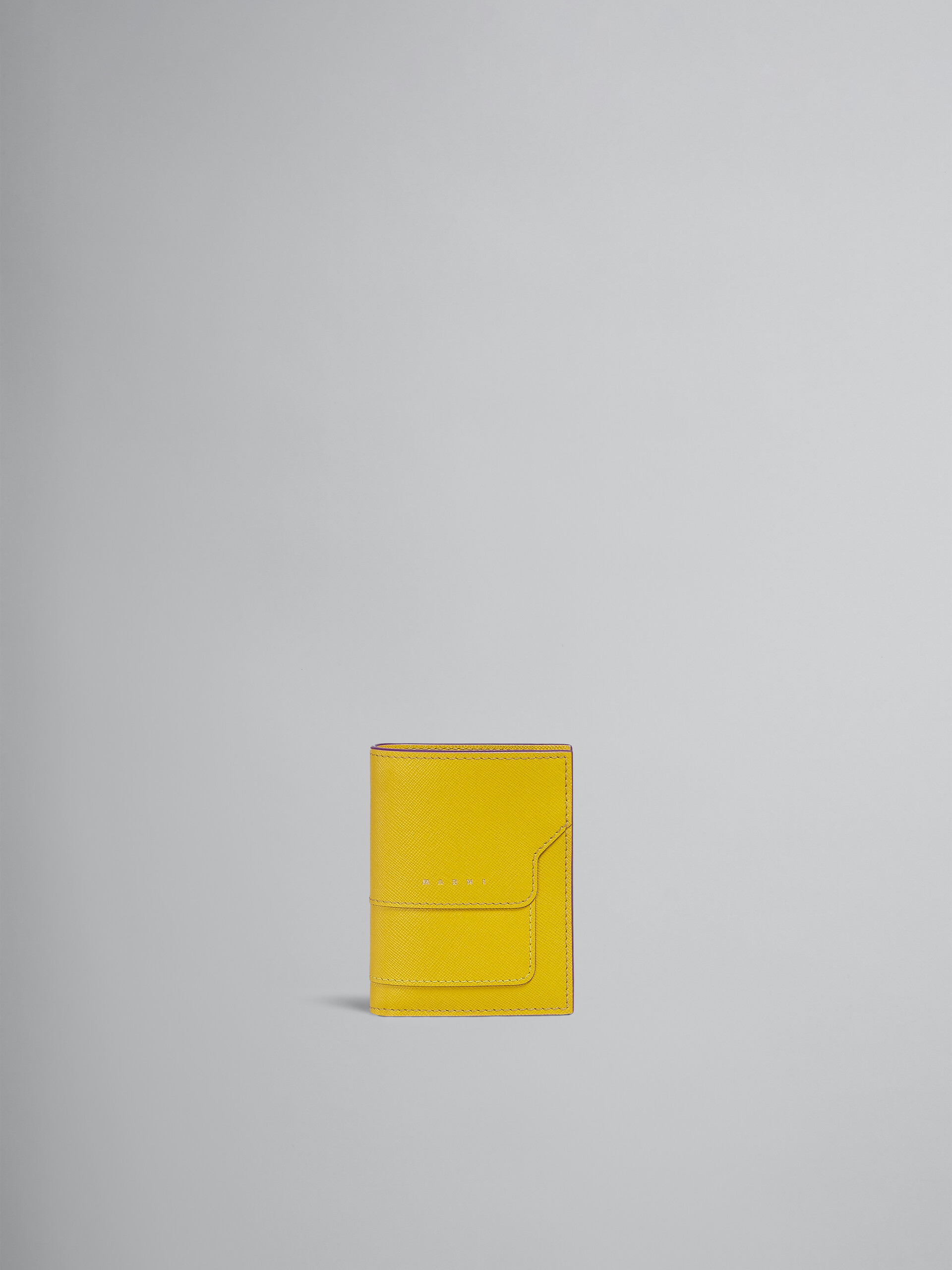 Portafoglio bi-fold in saffiano giallo - Portafogli - Image 1