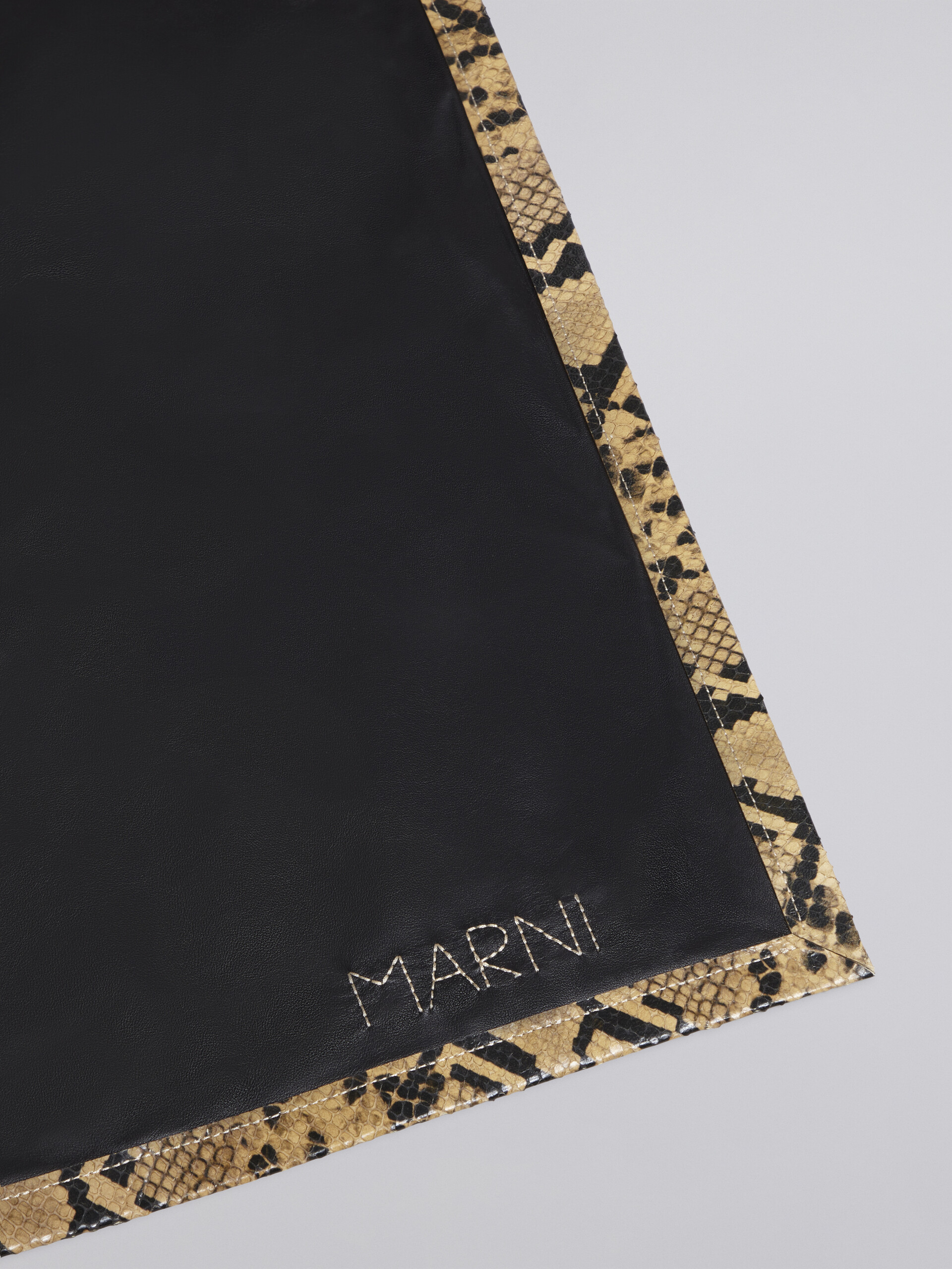 Black nappa triangular scarf with printed python finish - Other accessories - Image 4
