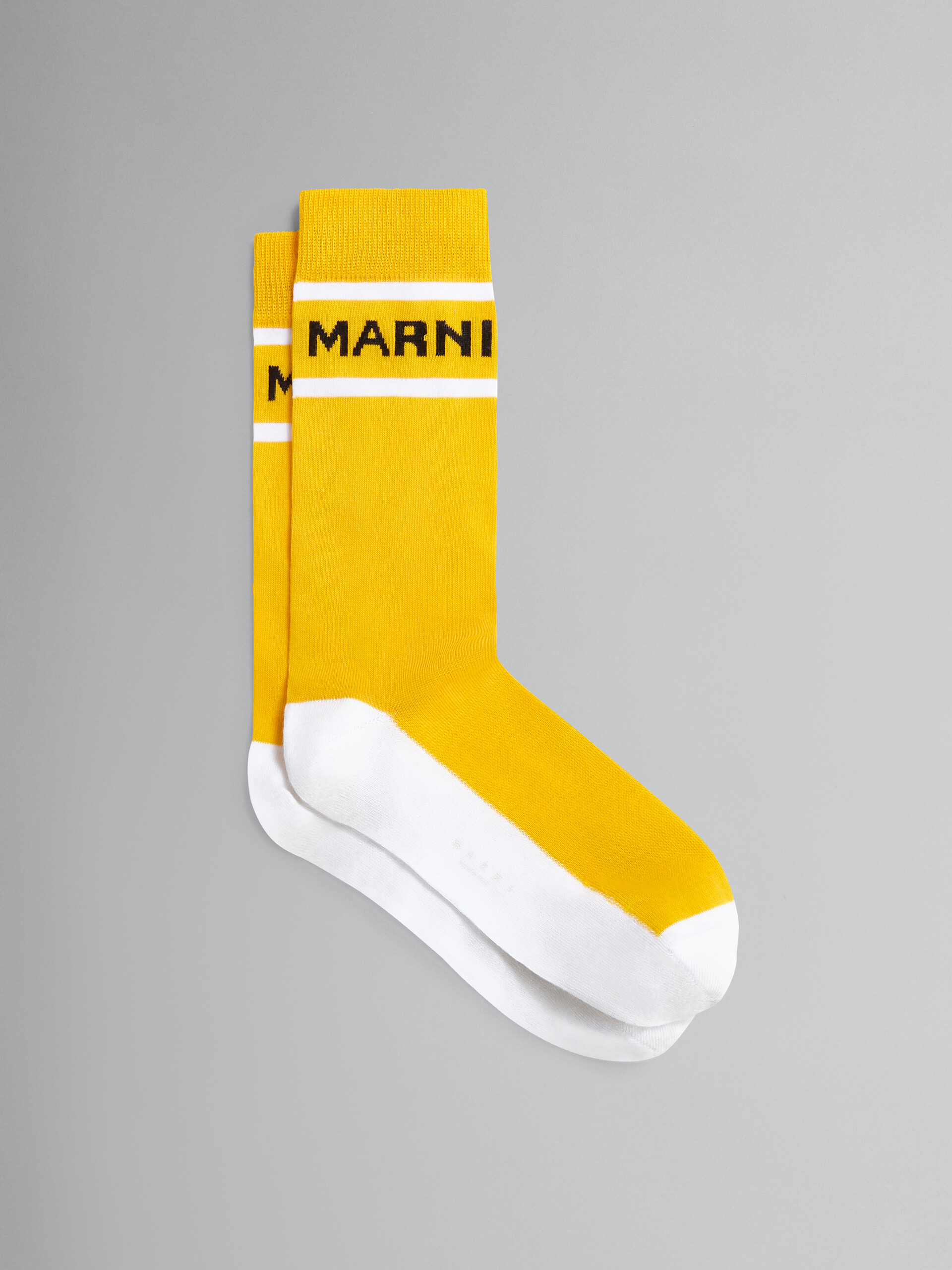 Yellow cotton and nylon logo sock - Socks - Image 1