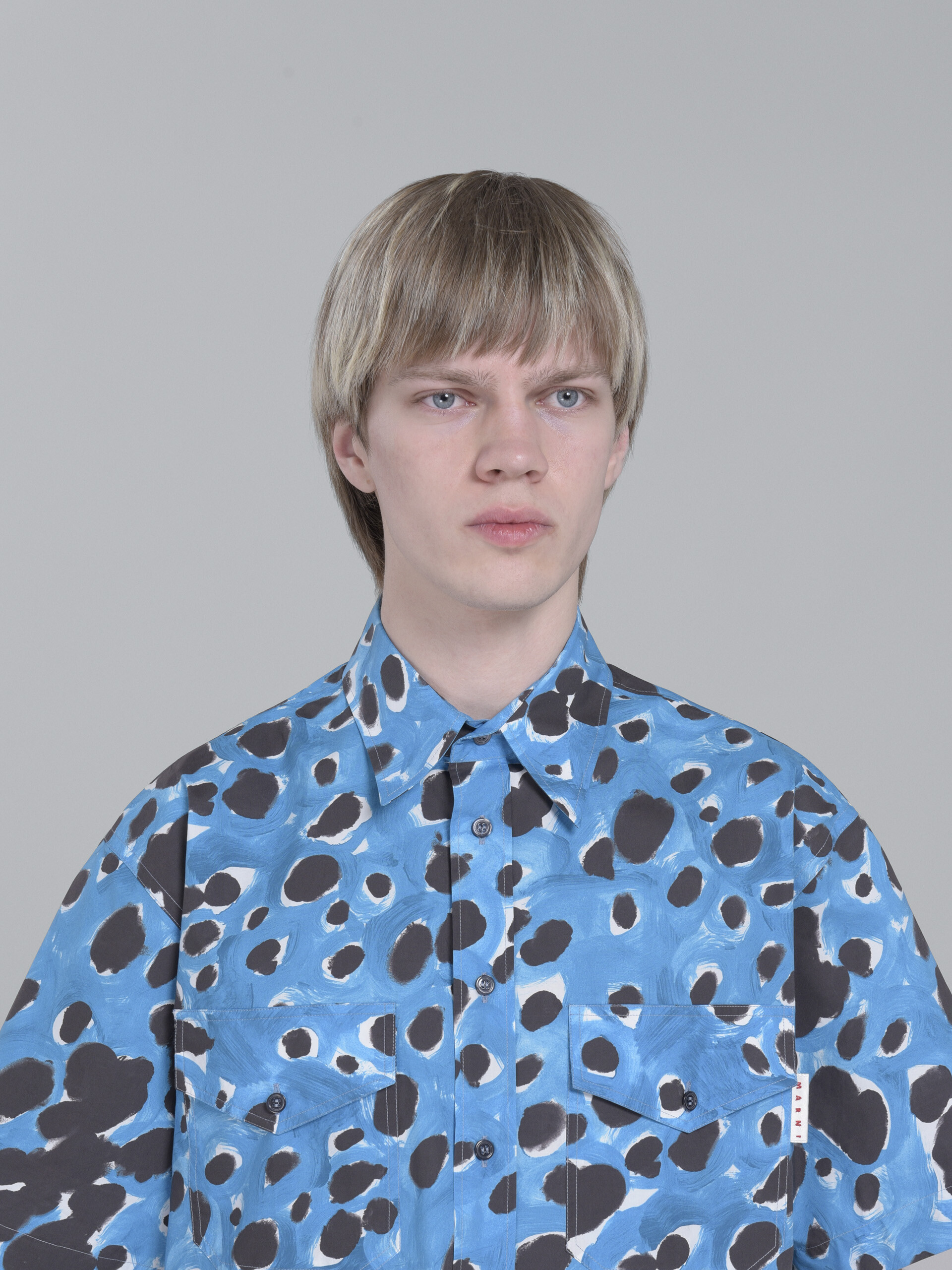 Blue Pop Dots print poplin shirt - Shirts - Image 4