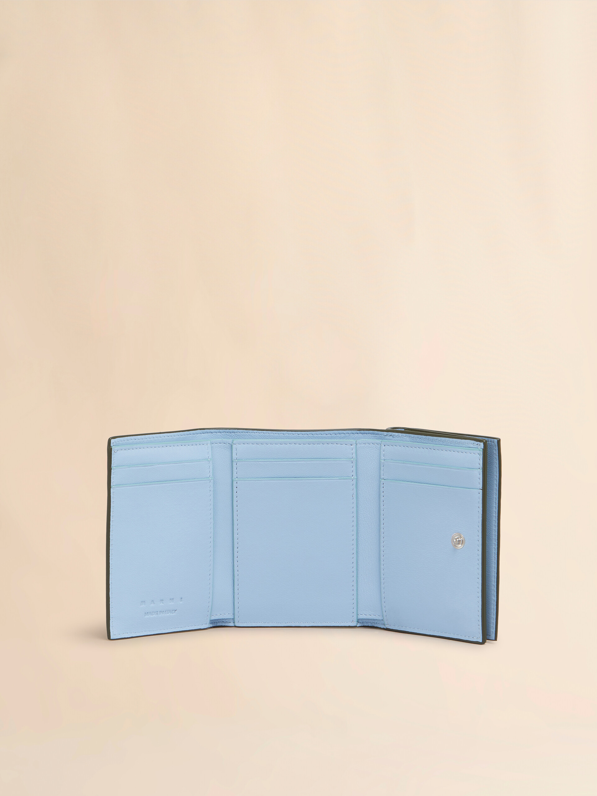 Black leather trifold wallet with Marni Mending embroidery - Wallets - Image 2