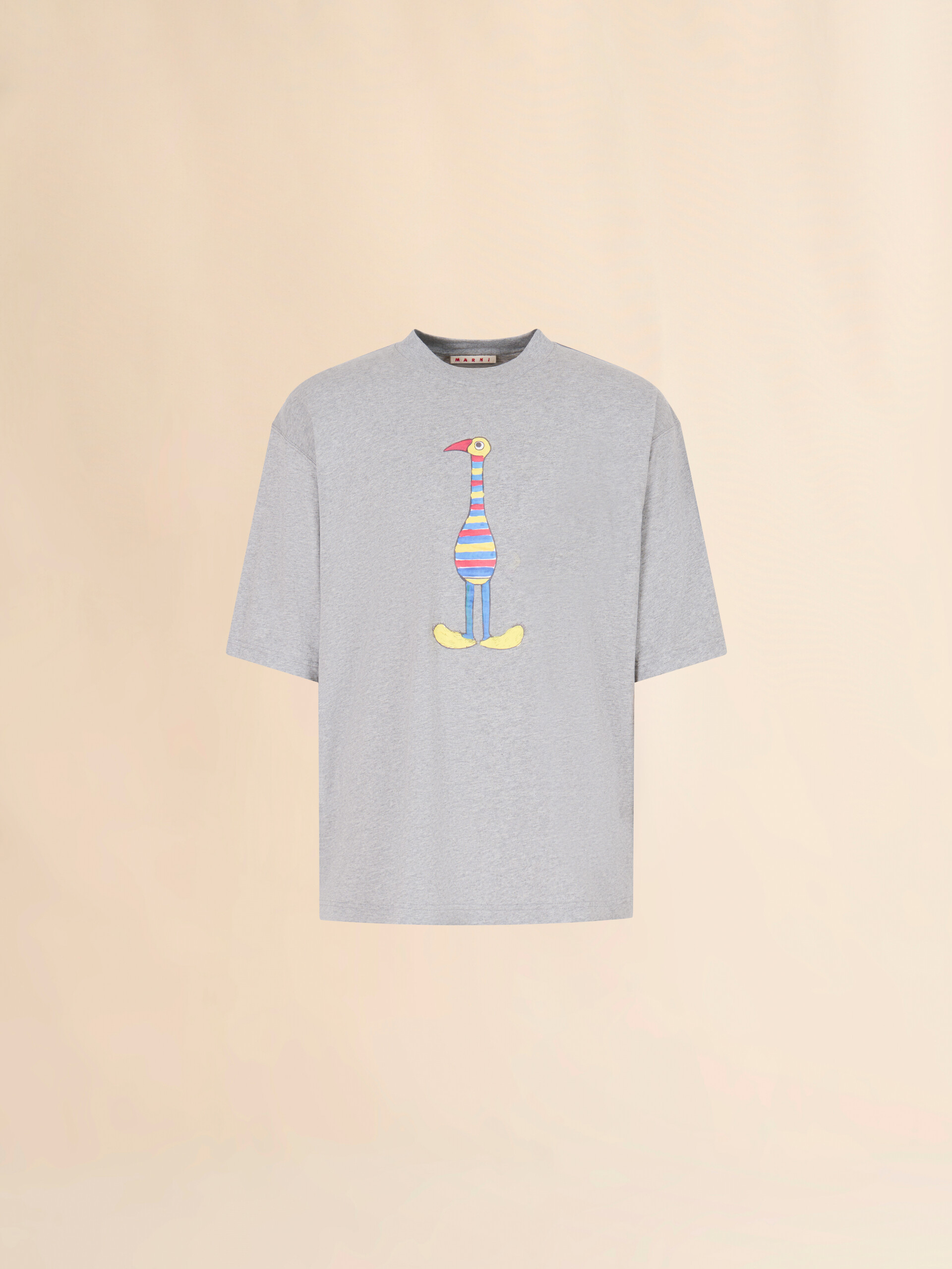 Grey cotton T-shirt with Marni Animal Alphabet "I" print - Shirts - Image 1