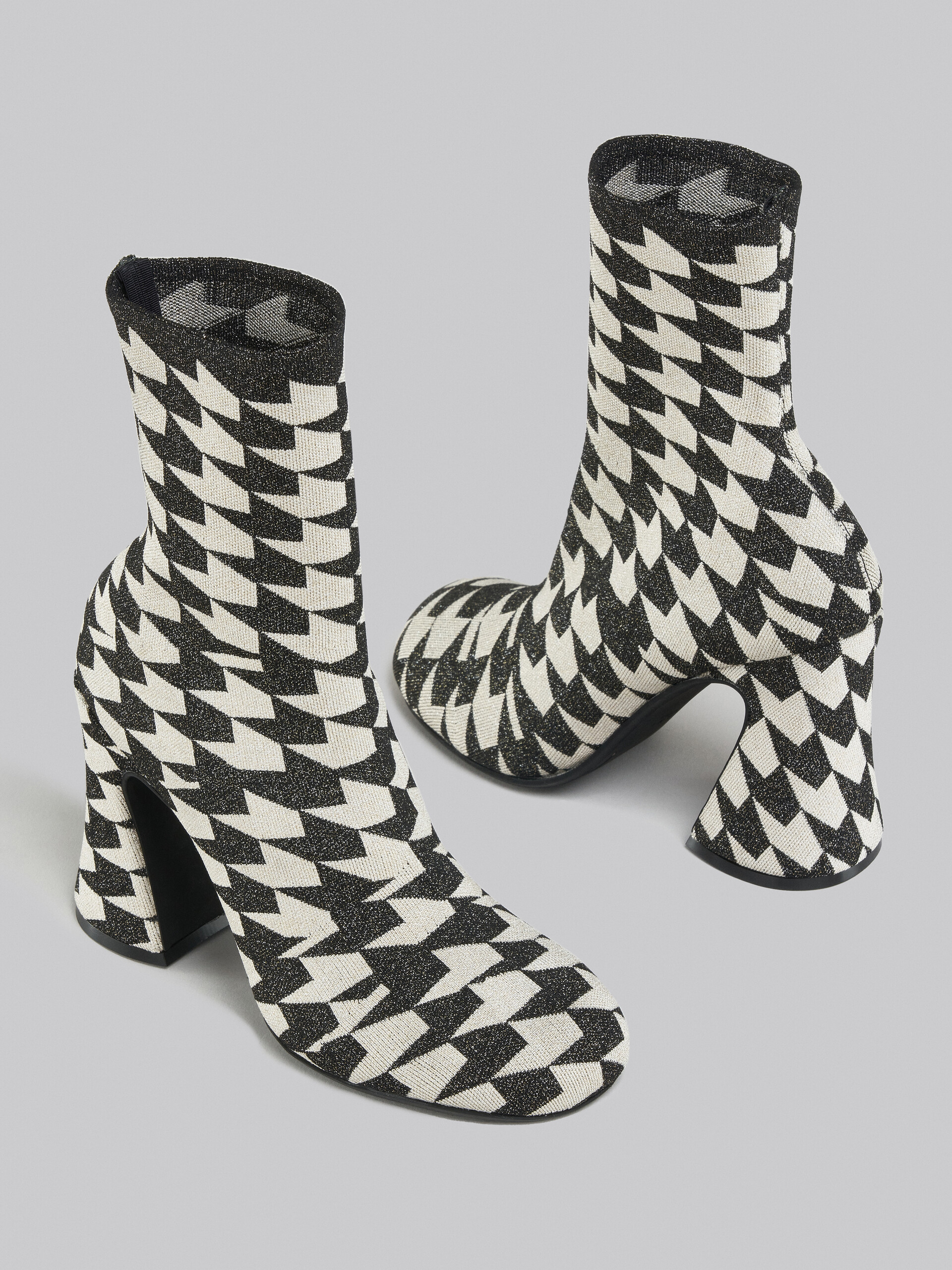 Black and white jacquard lurex ankle boot - Boots - Image 4