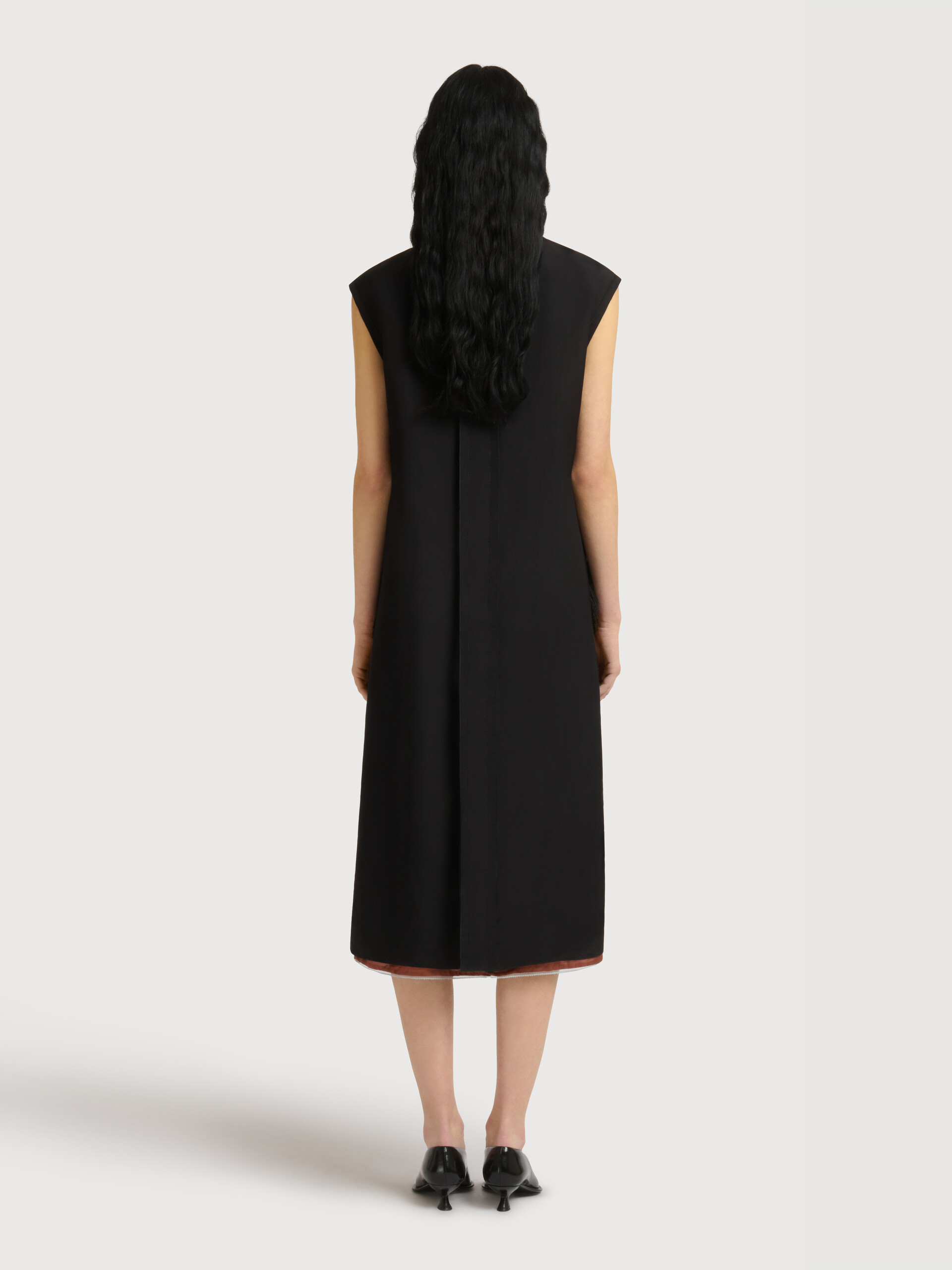 Black georgette dress with shaggy camouflage motif - Dresses - Image 4