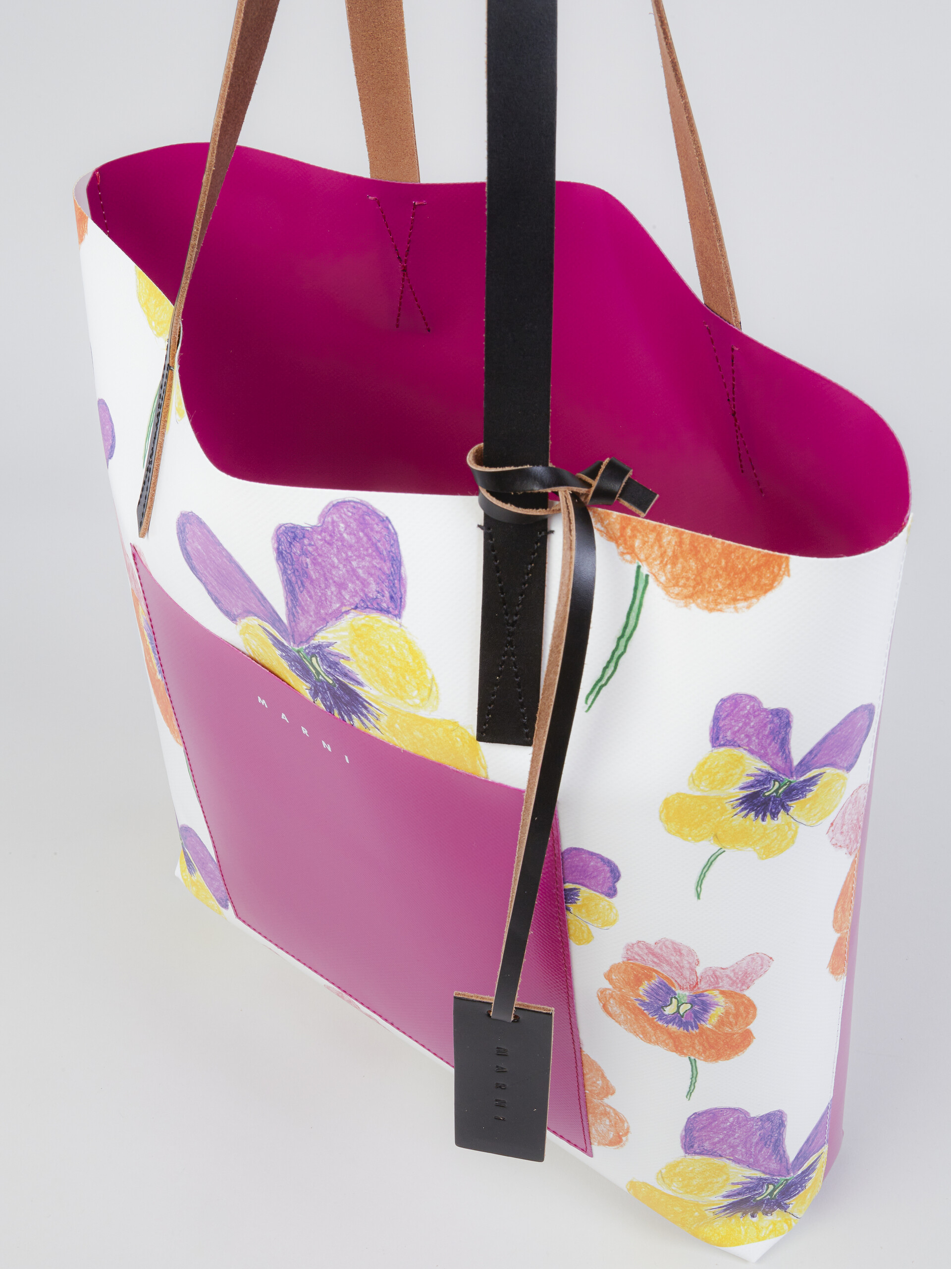 Pansies print PVC NS shopping bag - Shopping Bags - Image 5