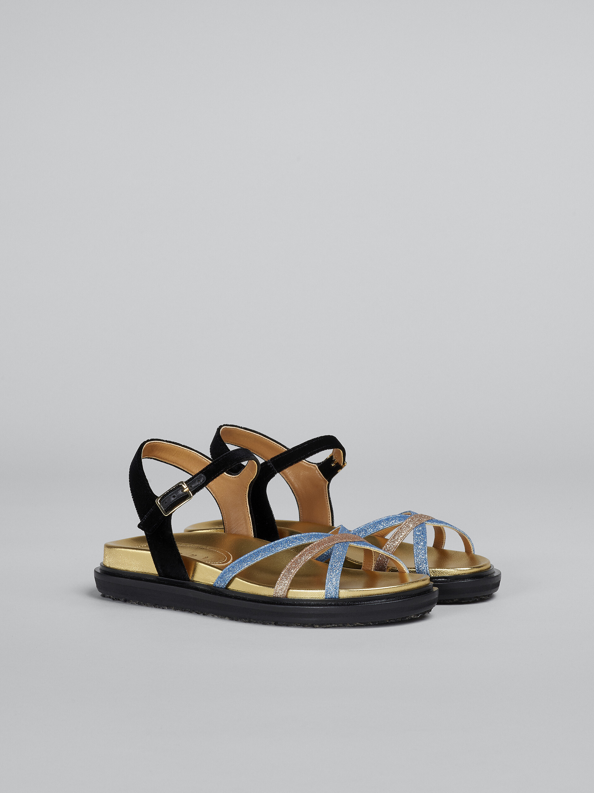 Glitter fabric and velvet Fussbett sandal - Sandals - Image 2