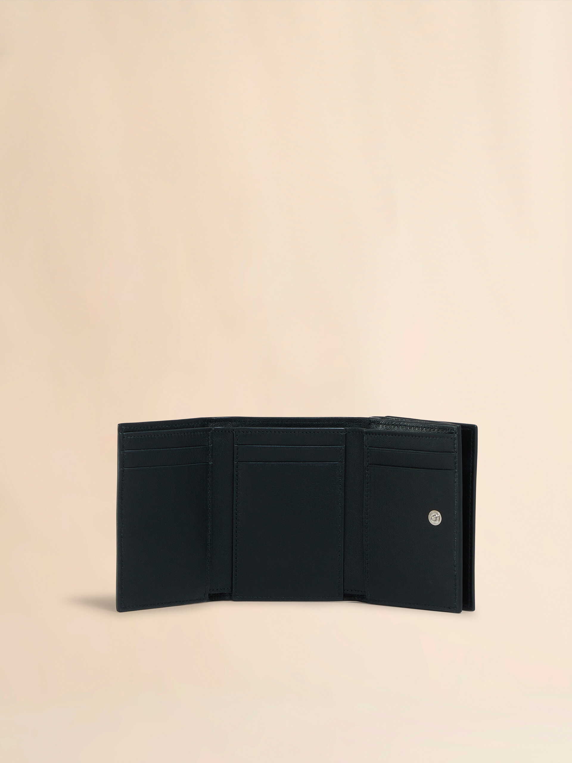 Black leather trifold wallet with Marni Mending embroidery - Wallets - Image 2