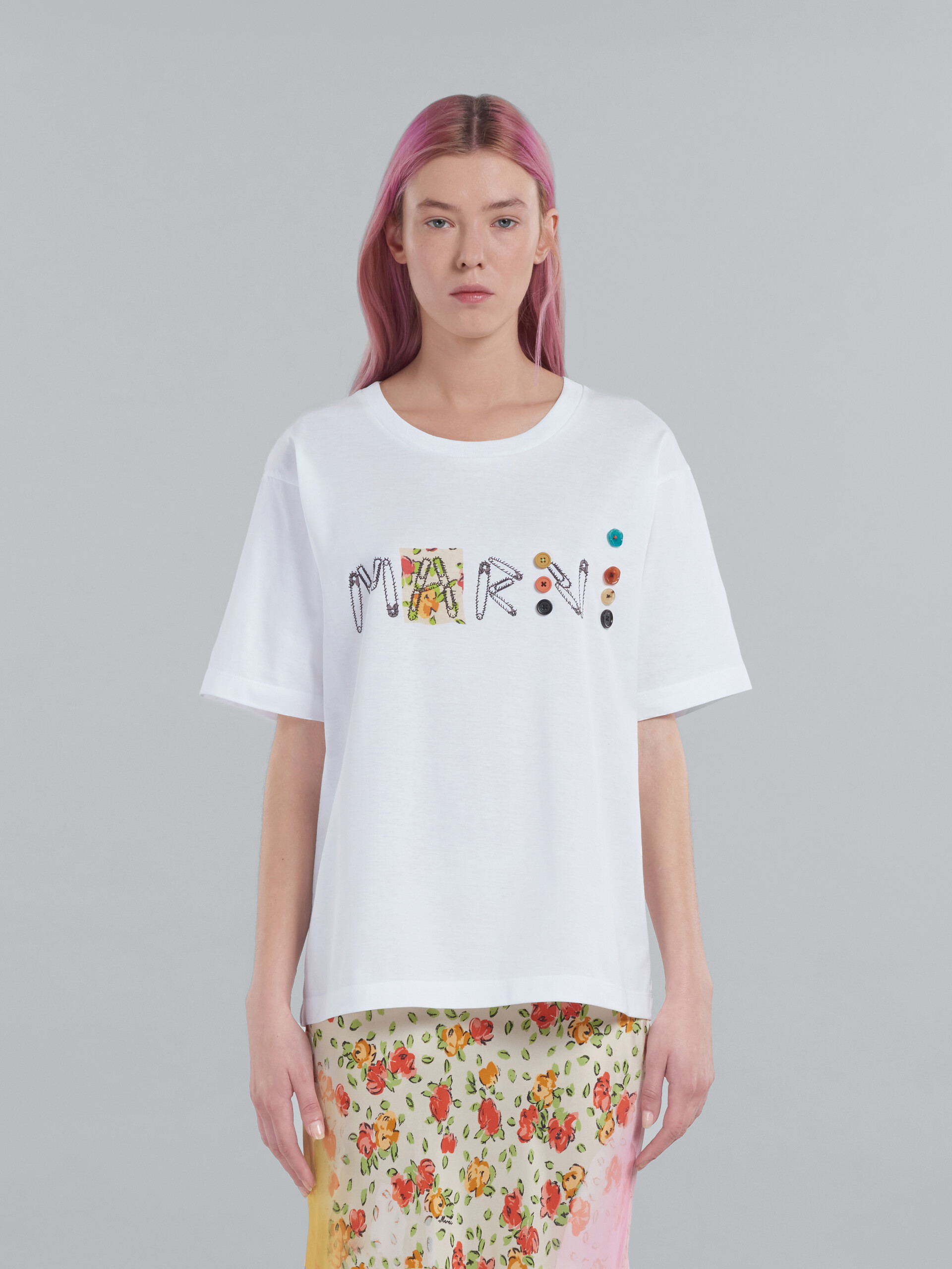 Bio cotton jersey T-shirt with Marni Treasures print - T-shirts - Image 2