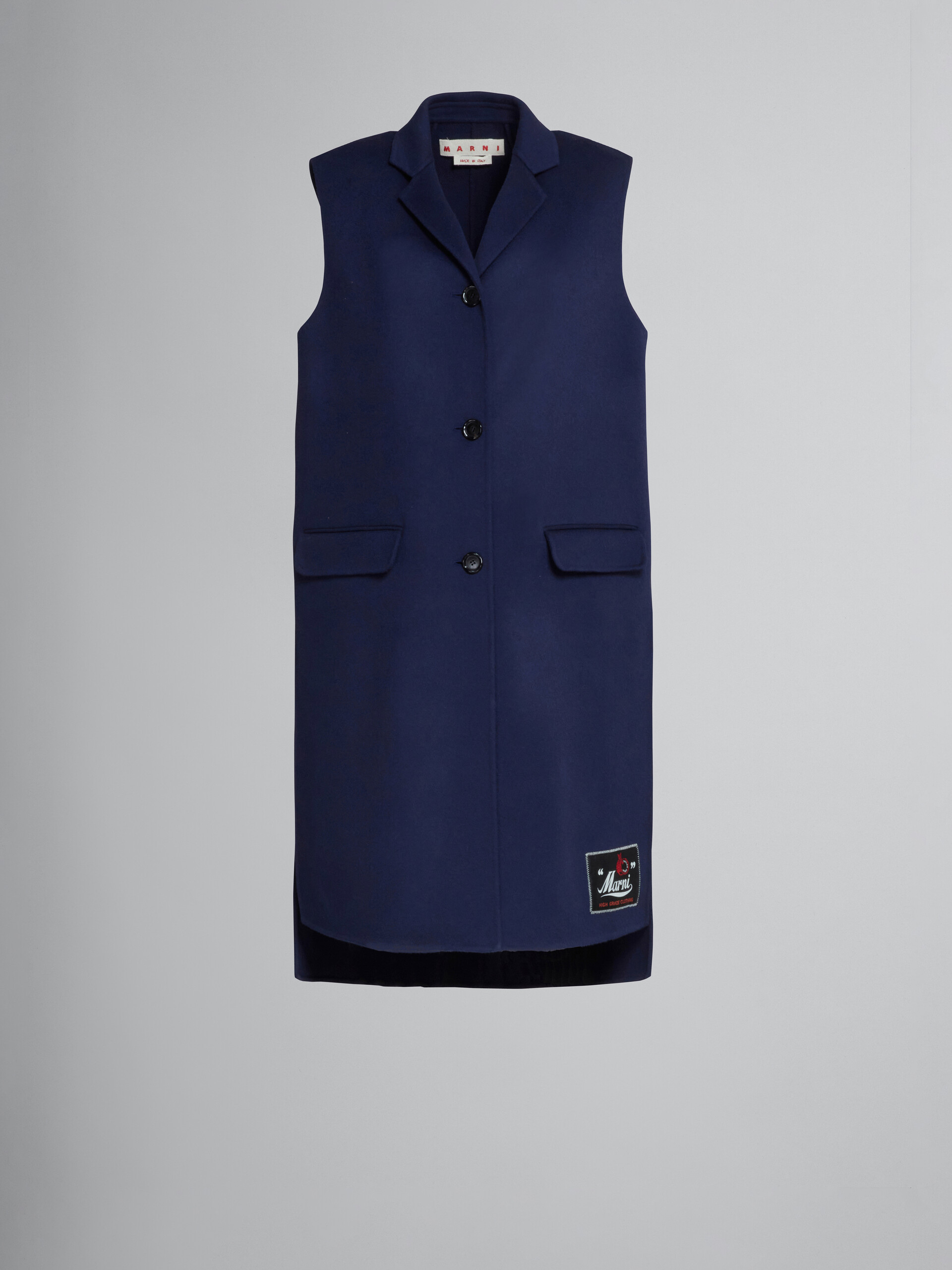 Long blue vest in wool and cashmere - Waistcoat - Image 1