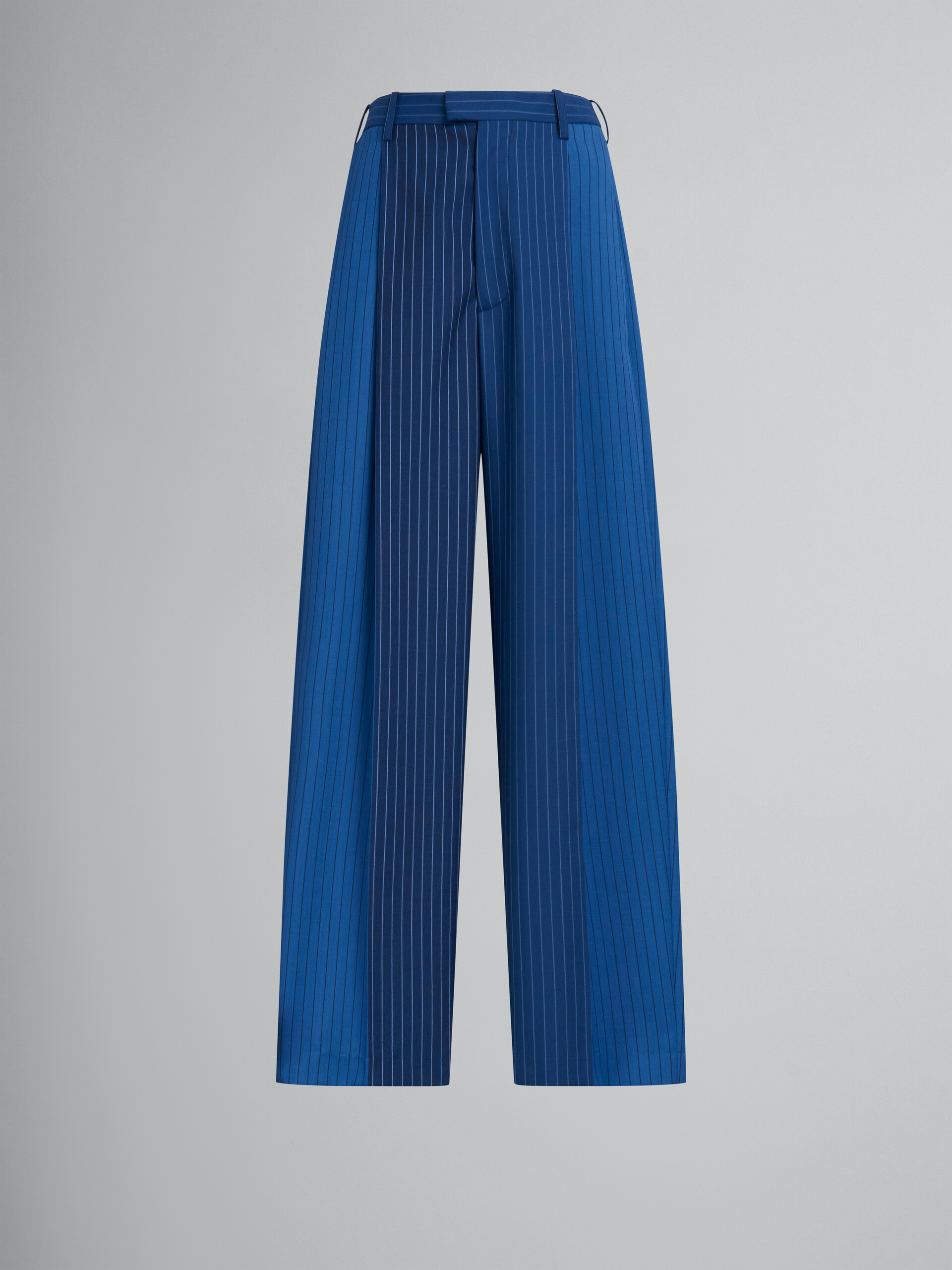 Blue dégradé pinstripe wool trousers - Pants - Image 1