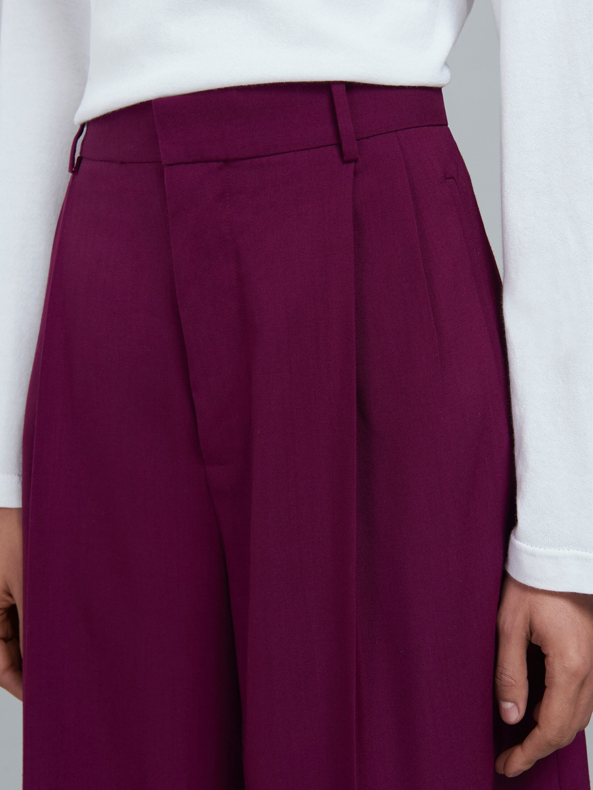 Purple tropical wool palazzo pants - Pants - Image 4