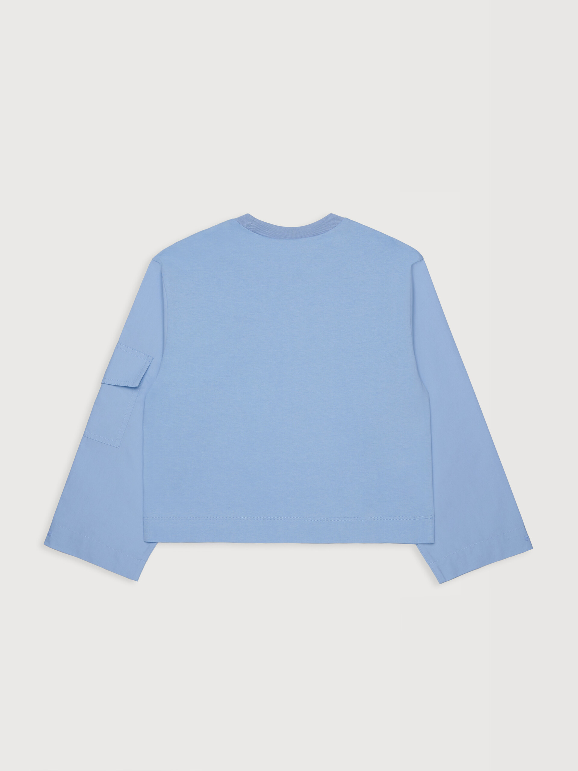 Light blue long-sleeved cotton T-shirt with sleeve pocket - T-shirts - Image 2