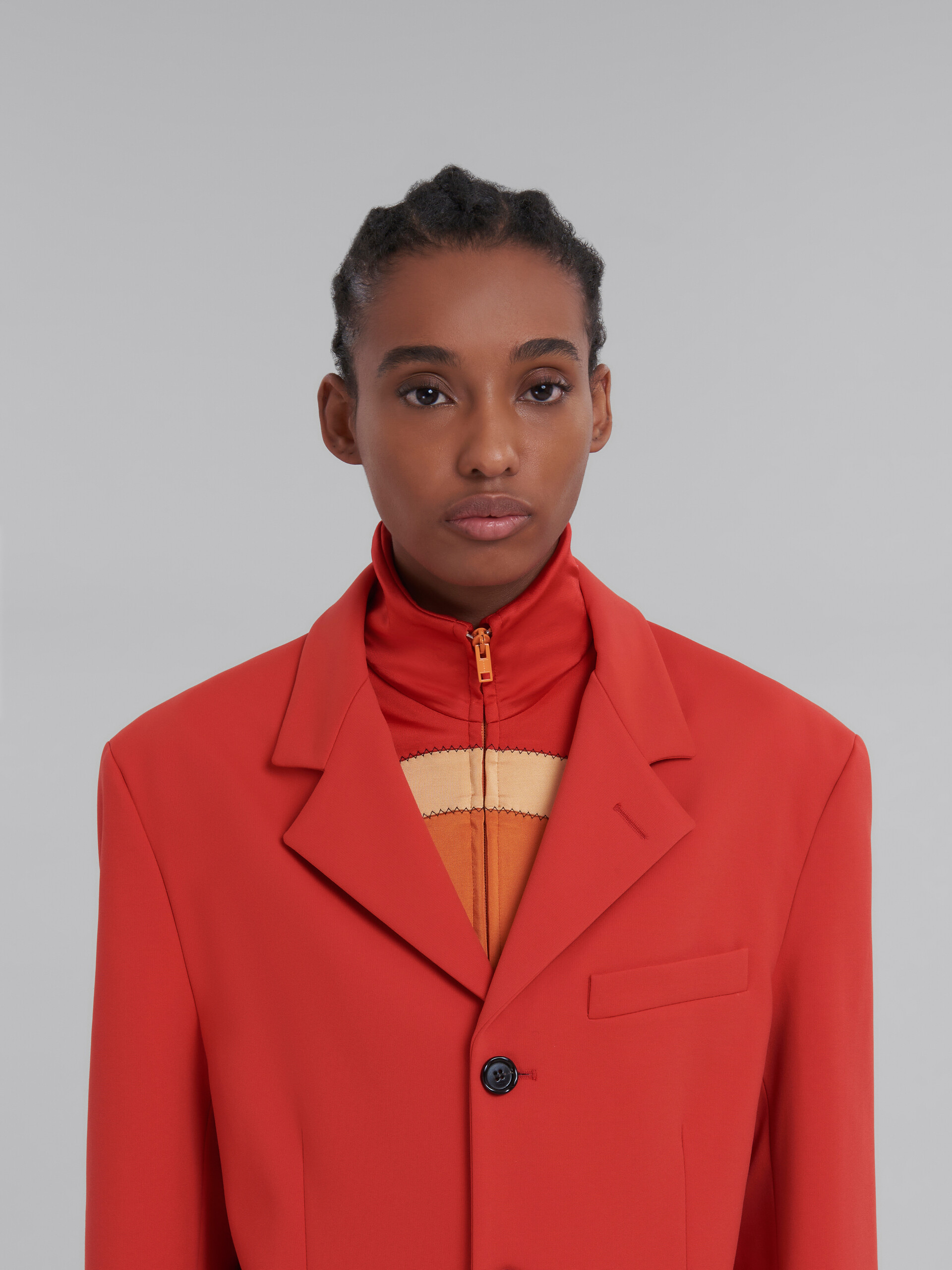 Red single-breasted jersey blazer - Jackets - Image 4